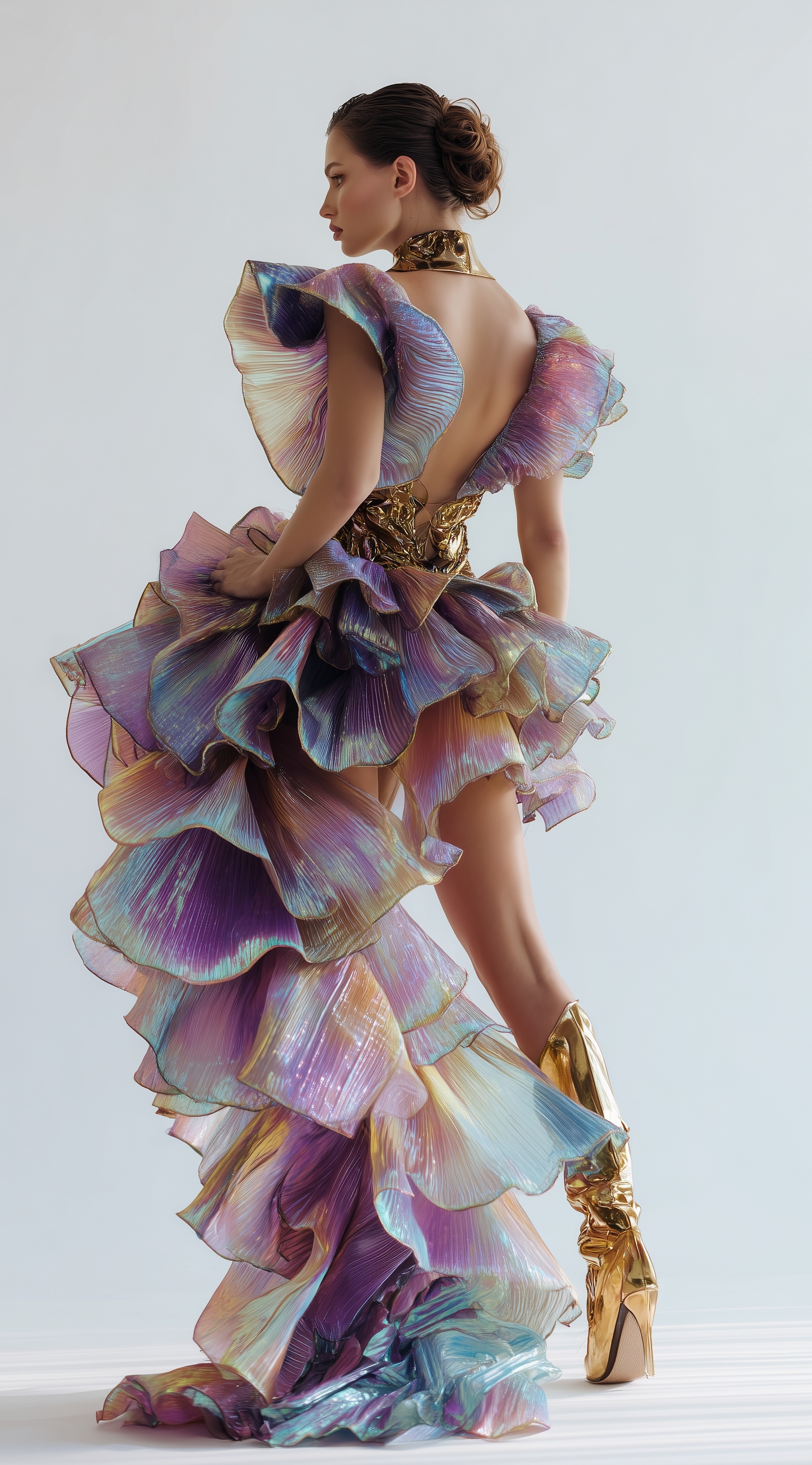 Iridescent Fashion: Stunning Supermodel Unveiled