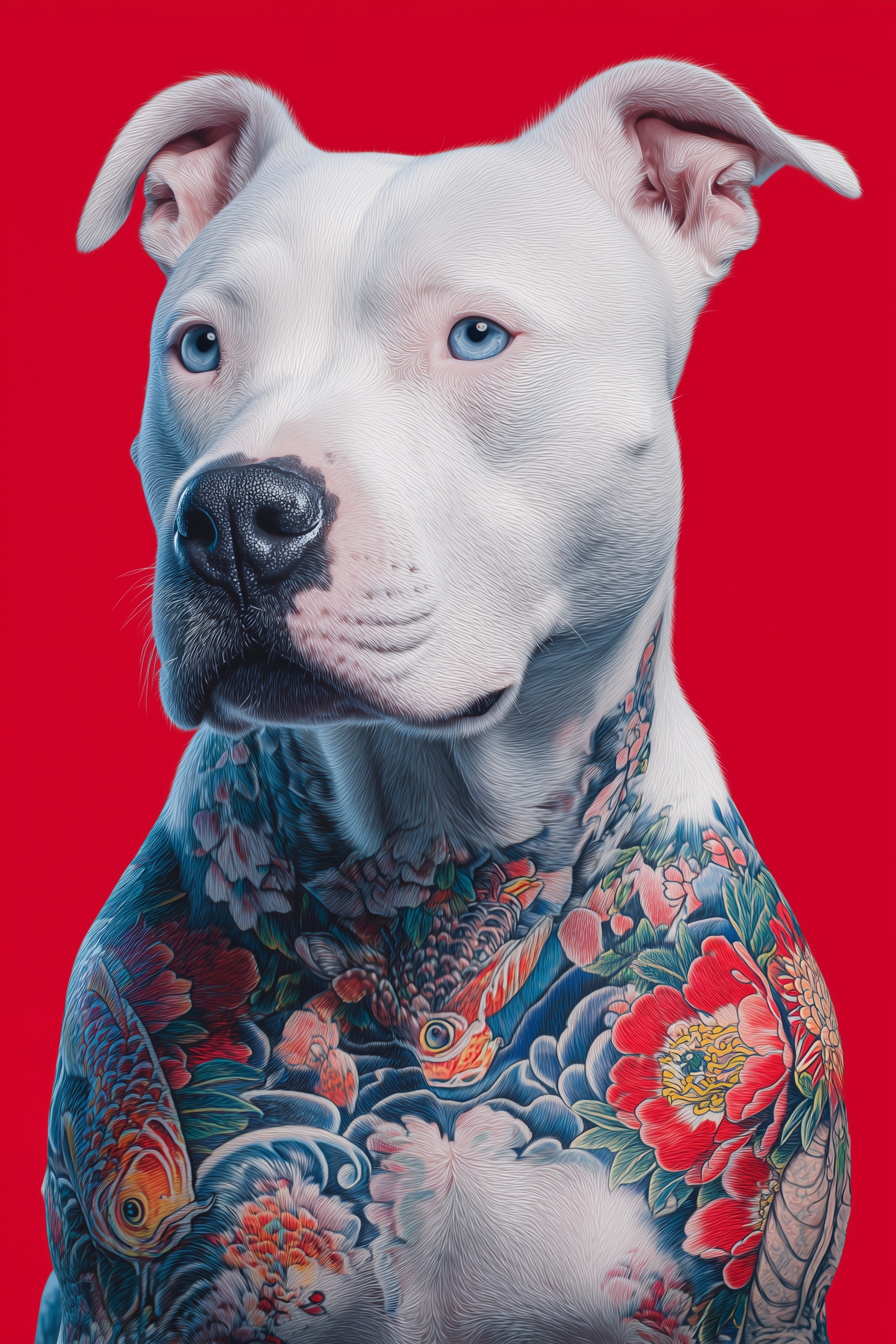 Stunning Portrait of a Blue-Eyed Pitbull