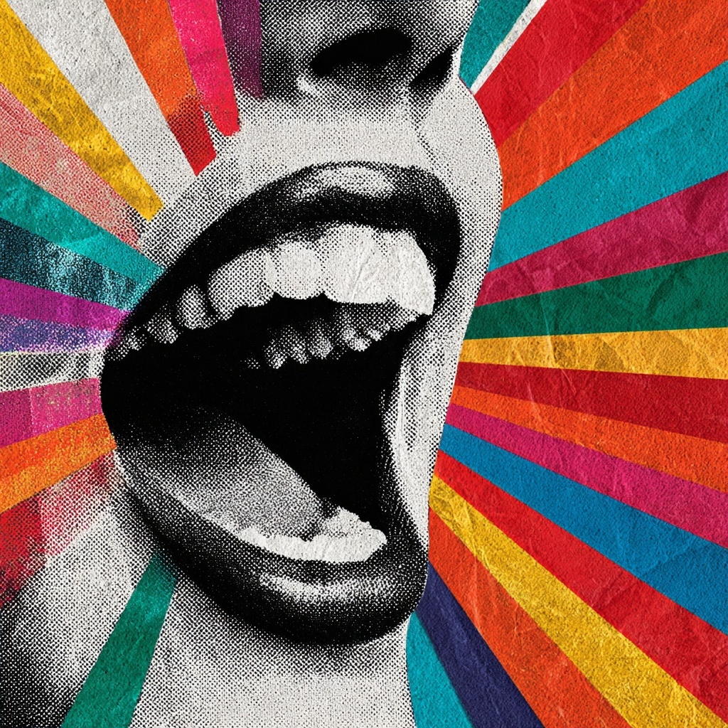 Retro Pop Art: Vivid Rays from a Bold Mouth