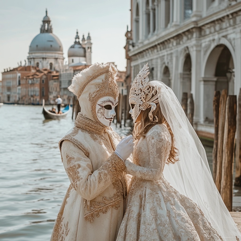 Enchanted Venice Carnival: White & Gold Elegance