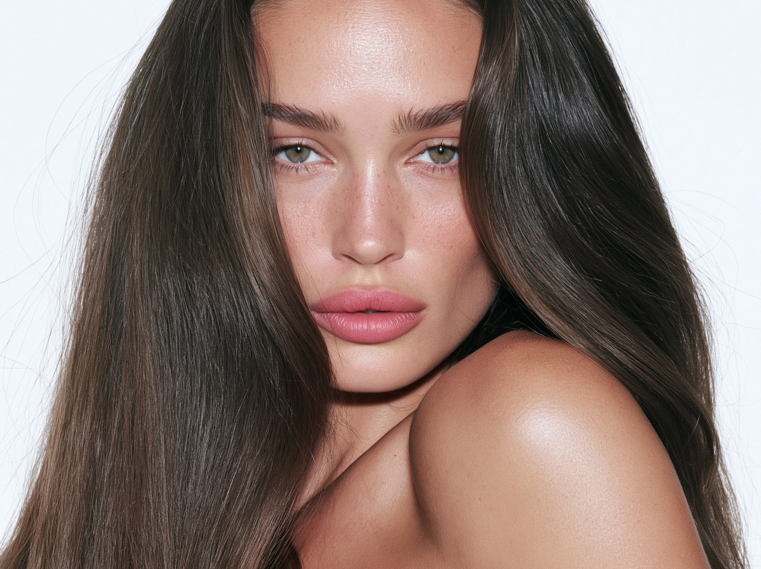 Captivating Brunette with Silky Straight Hair