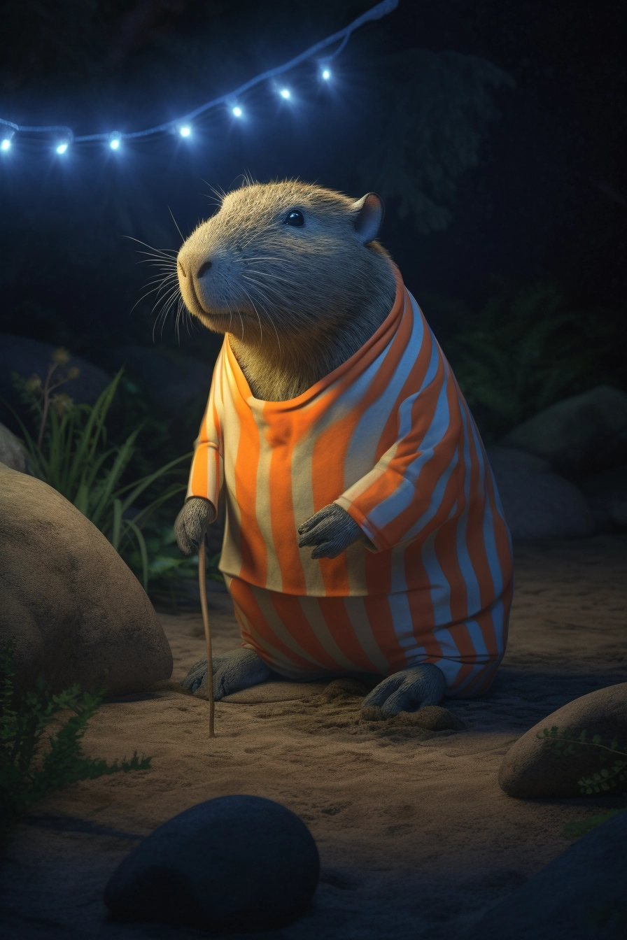 Surreal Capybara in Jungle Beach Suit - UHD Art by Vladimir Loz