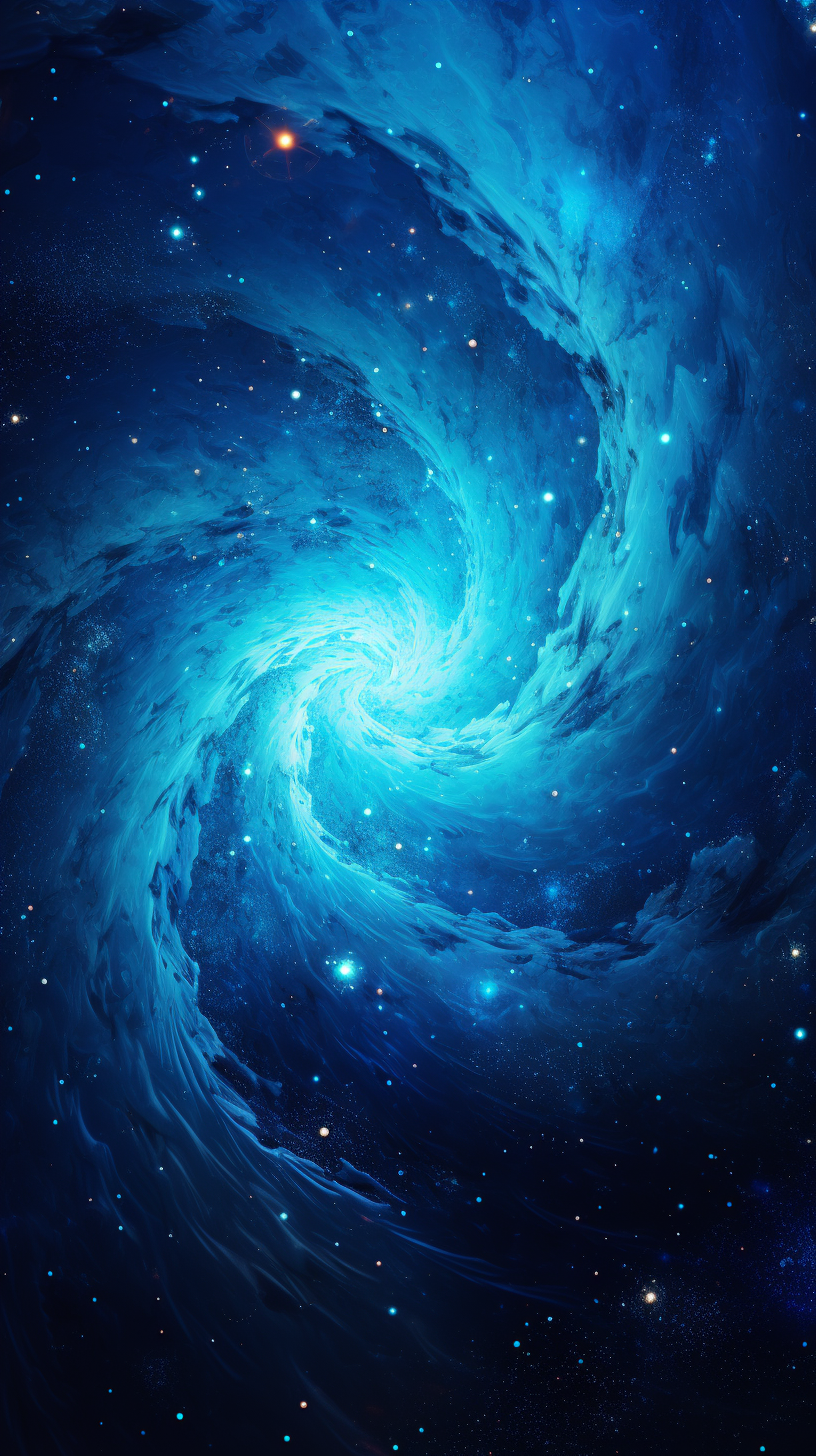 Mesmerizing Celestialpunk: Blue Galaxy with Spirals & Stars