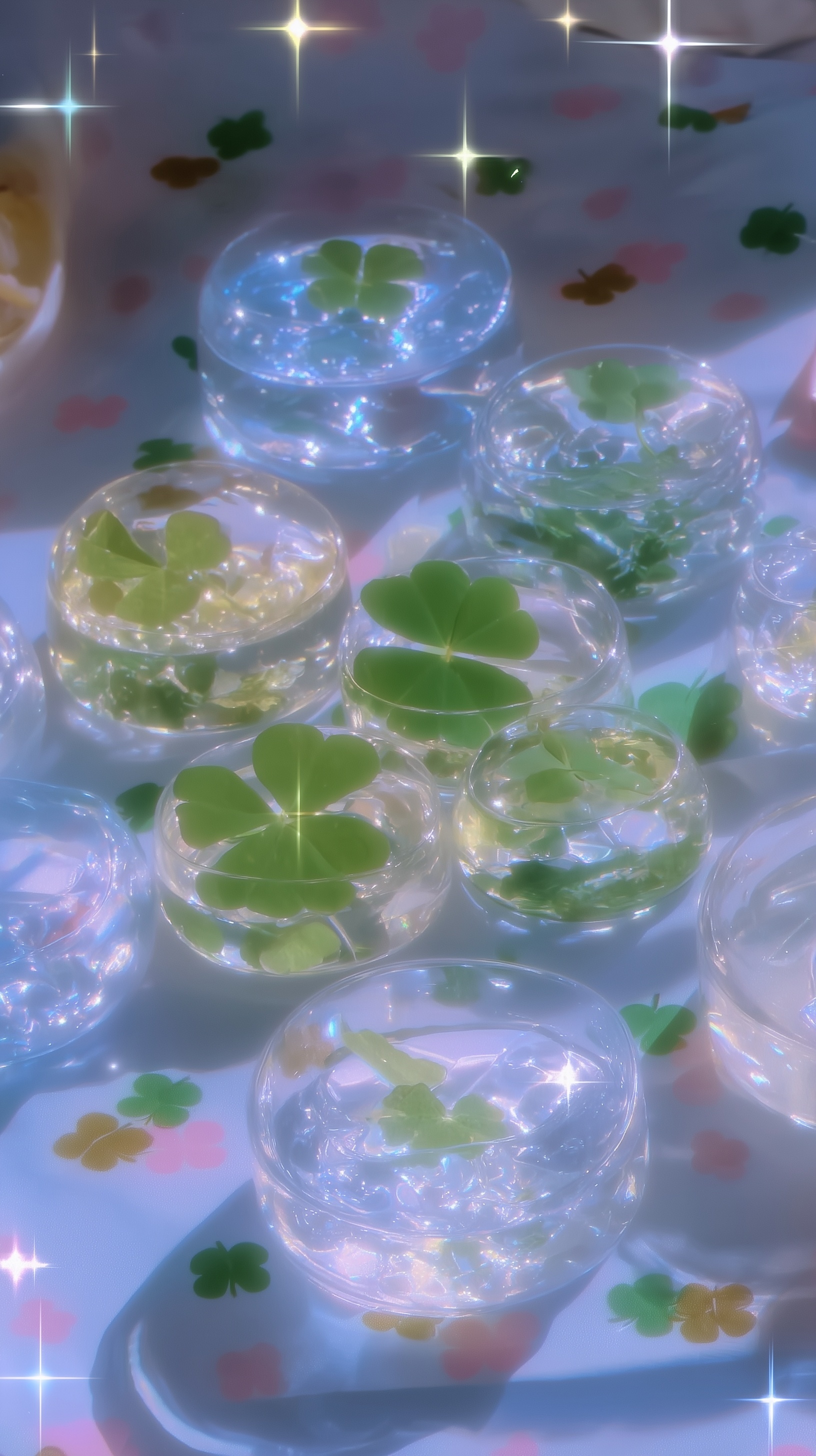 Beautiful Glass Circles with Clover Accents