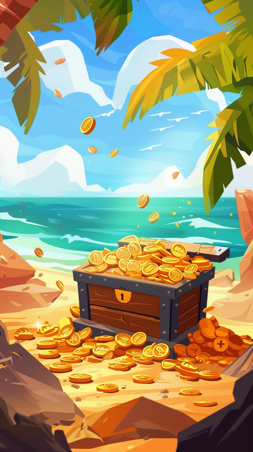 Pixar-Style Game: Sandy Ground Treasure Box Adventure