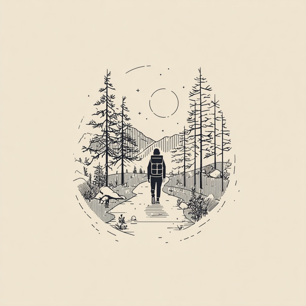 Serene Nature Trail Art for T-Shirt Design