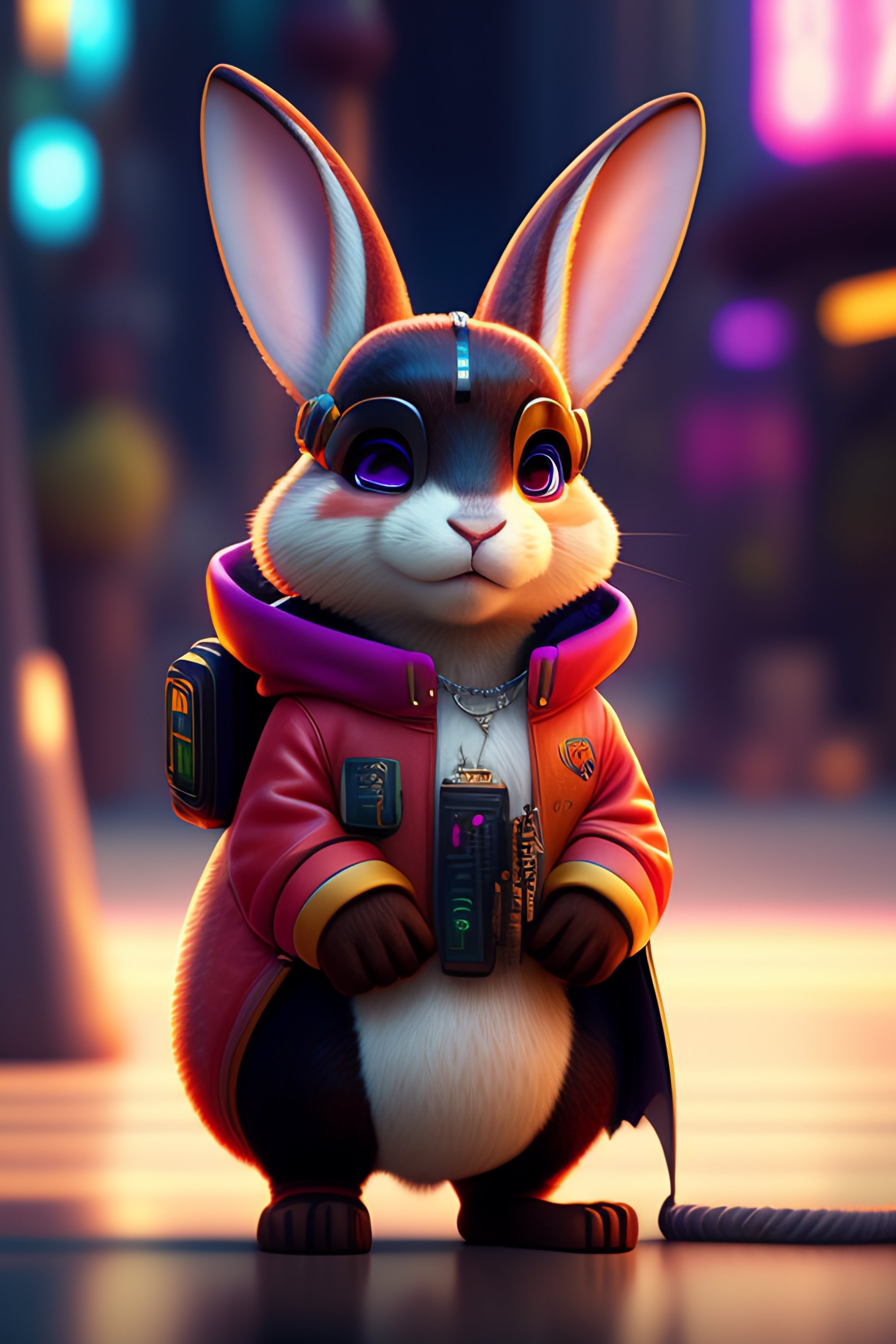 Cyberpunk Bunny: A Pixar-inspired CGI Adventure