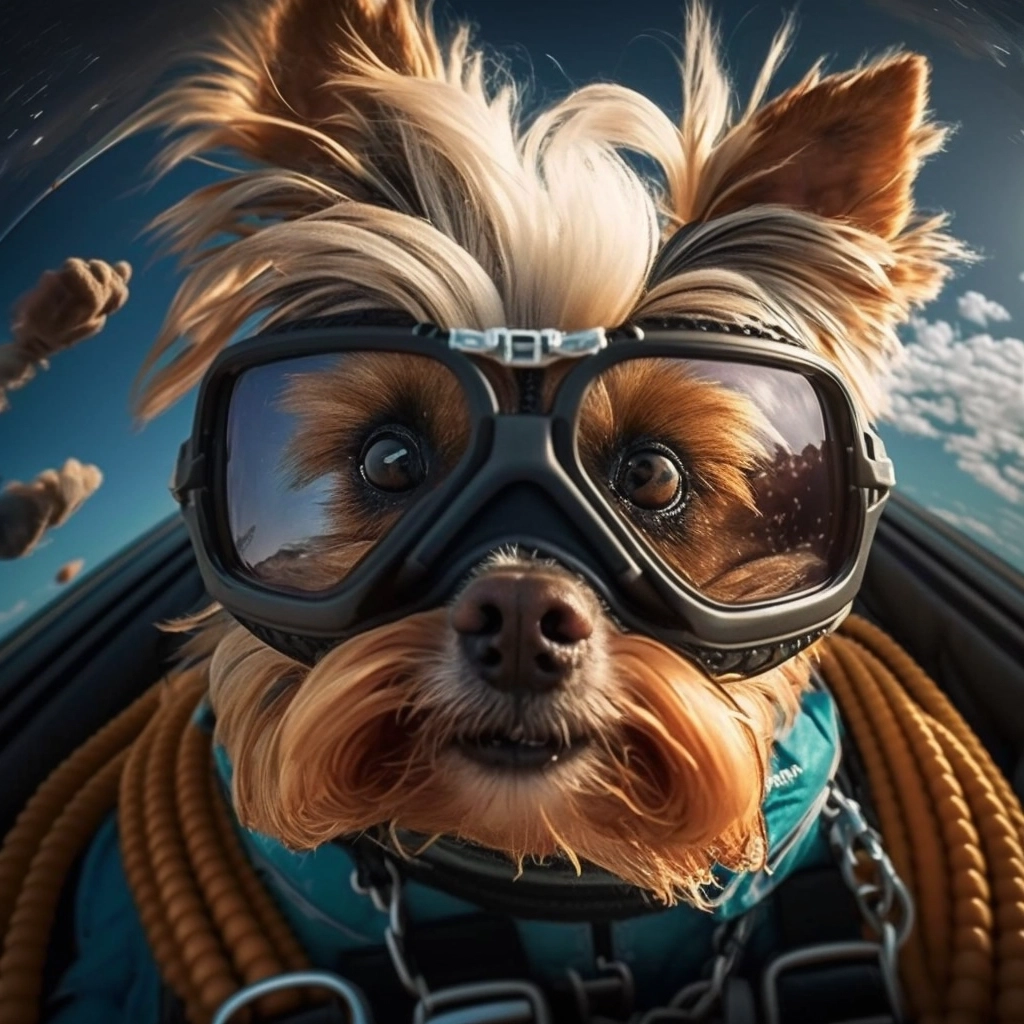 Yorkshire Terrier Skydiving: Hyperdetailed 8K Portrait