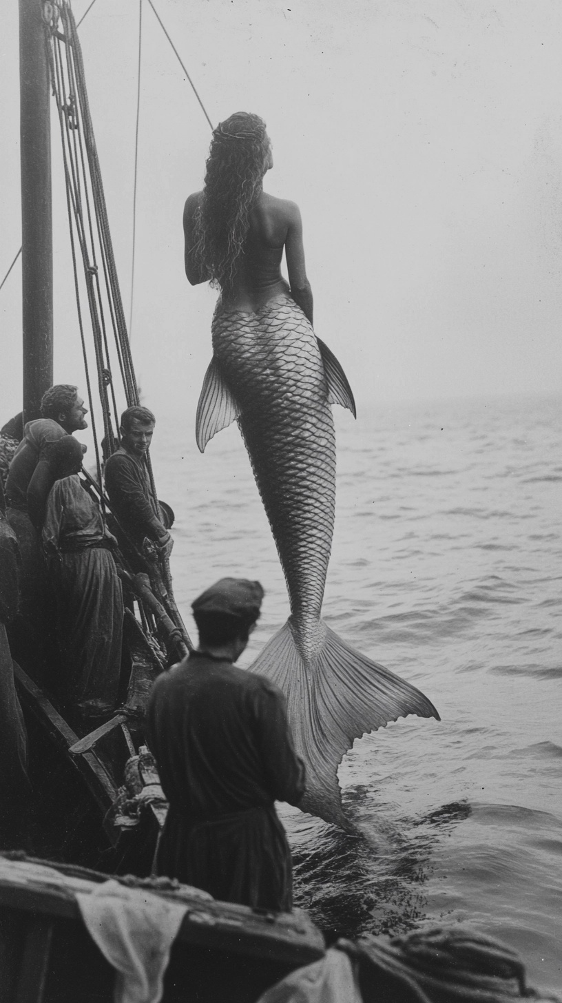 Vintage Mermaid Sighting: Captured Moment in Time