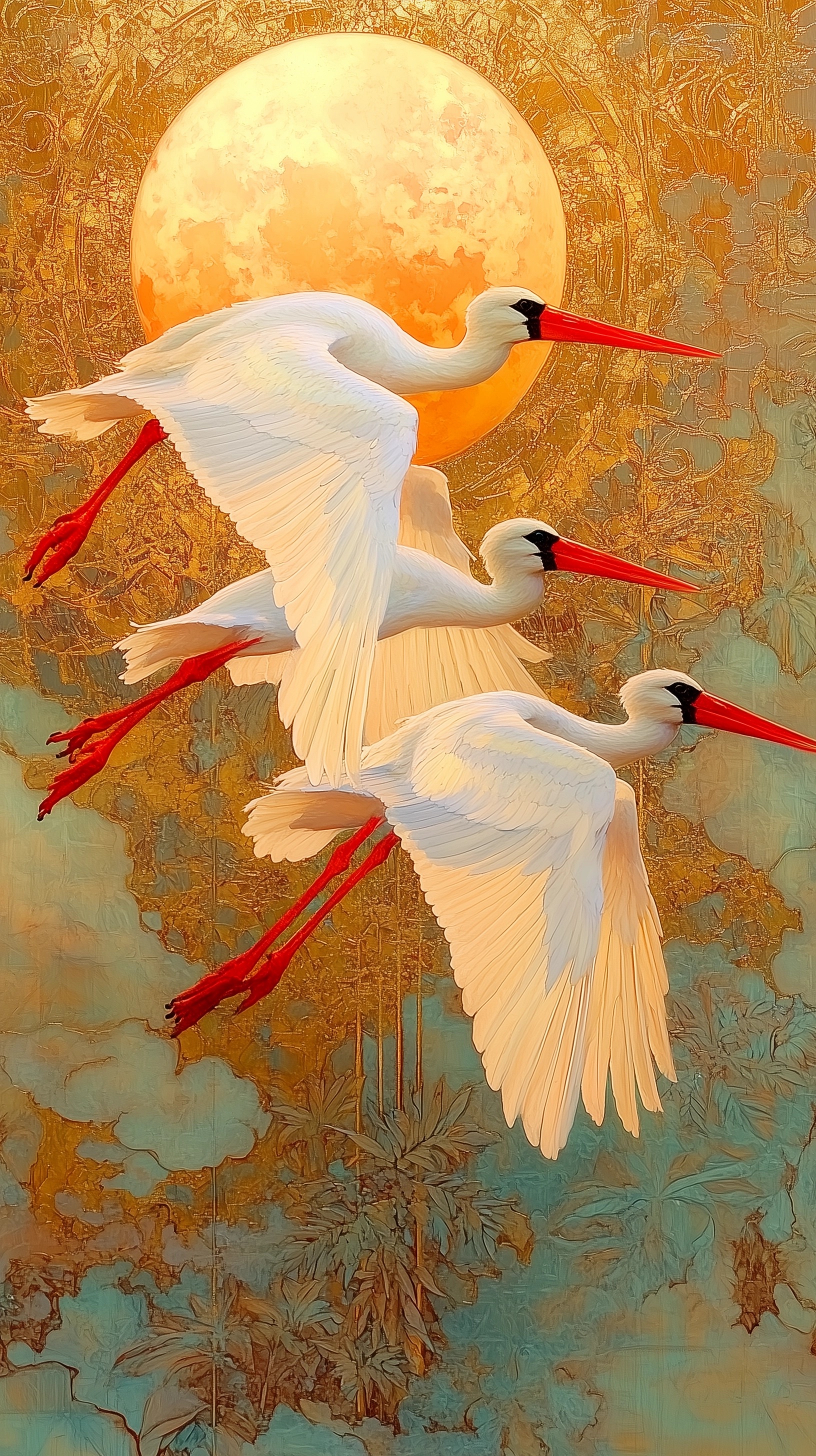 Vibrant Stork Painting by Linda Edwards