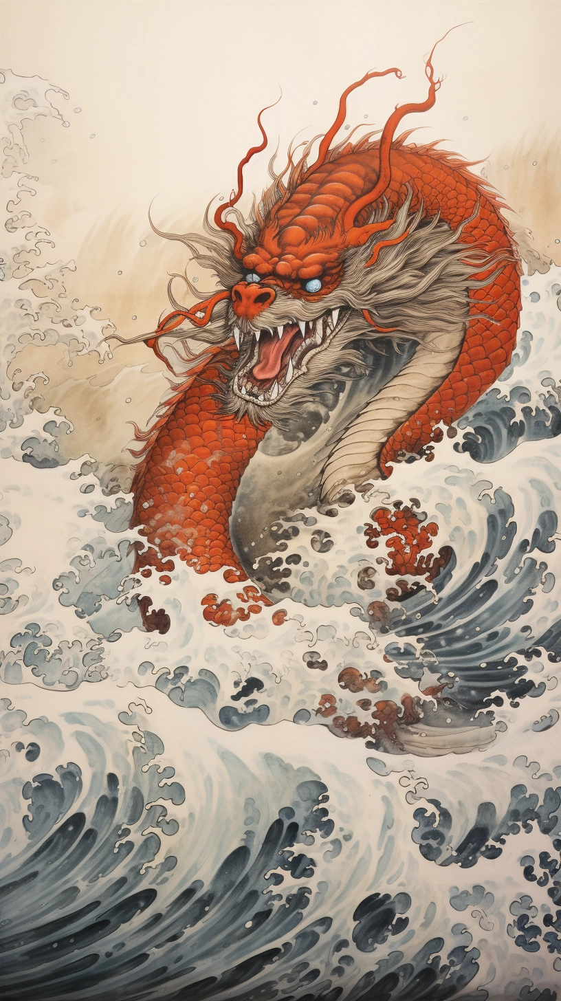 Mesmerizing Kanagawa Waves: Dragon Unleashed in Captivating Moebius Art