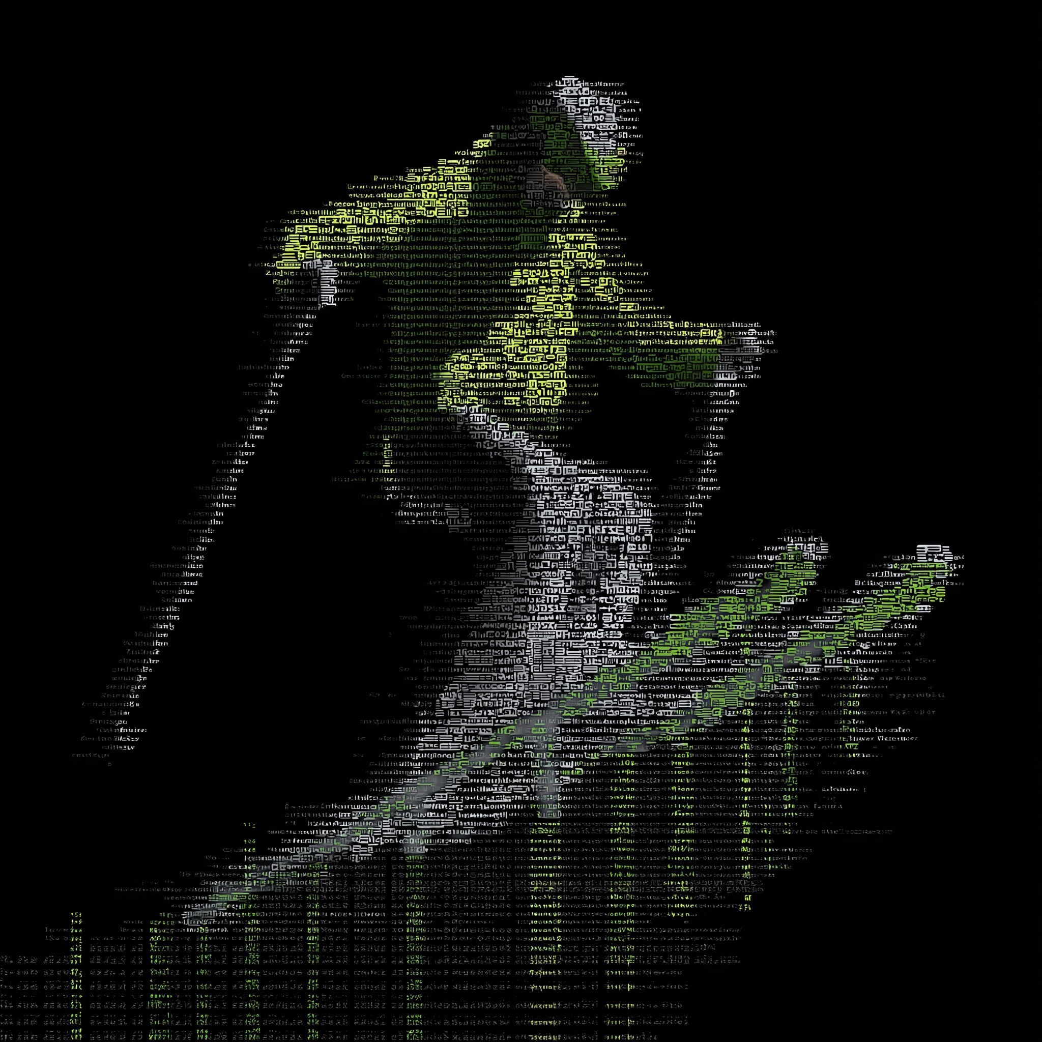 Dynamic Matrix Text Animation with Stationary Skier