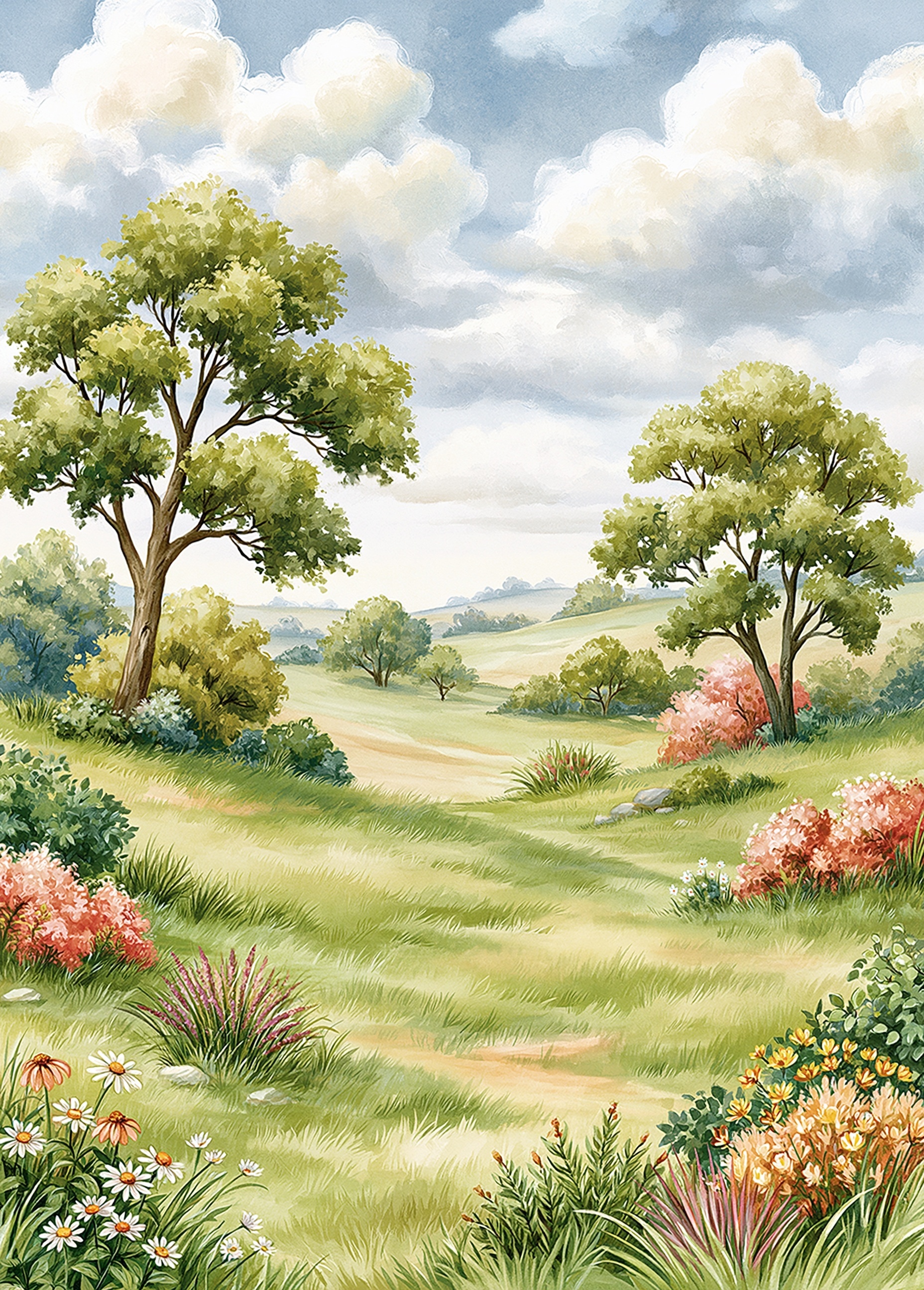 Vibrant Meadow Escape: Lush Green Serenity