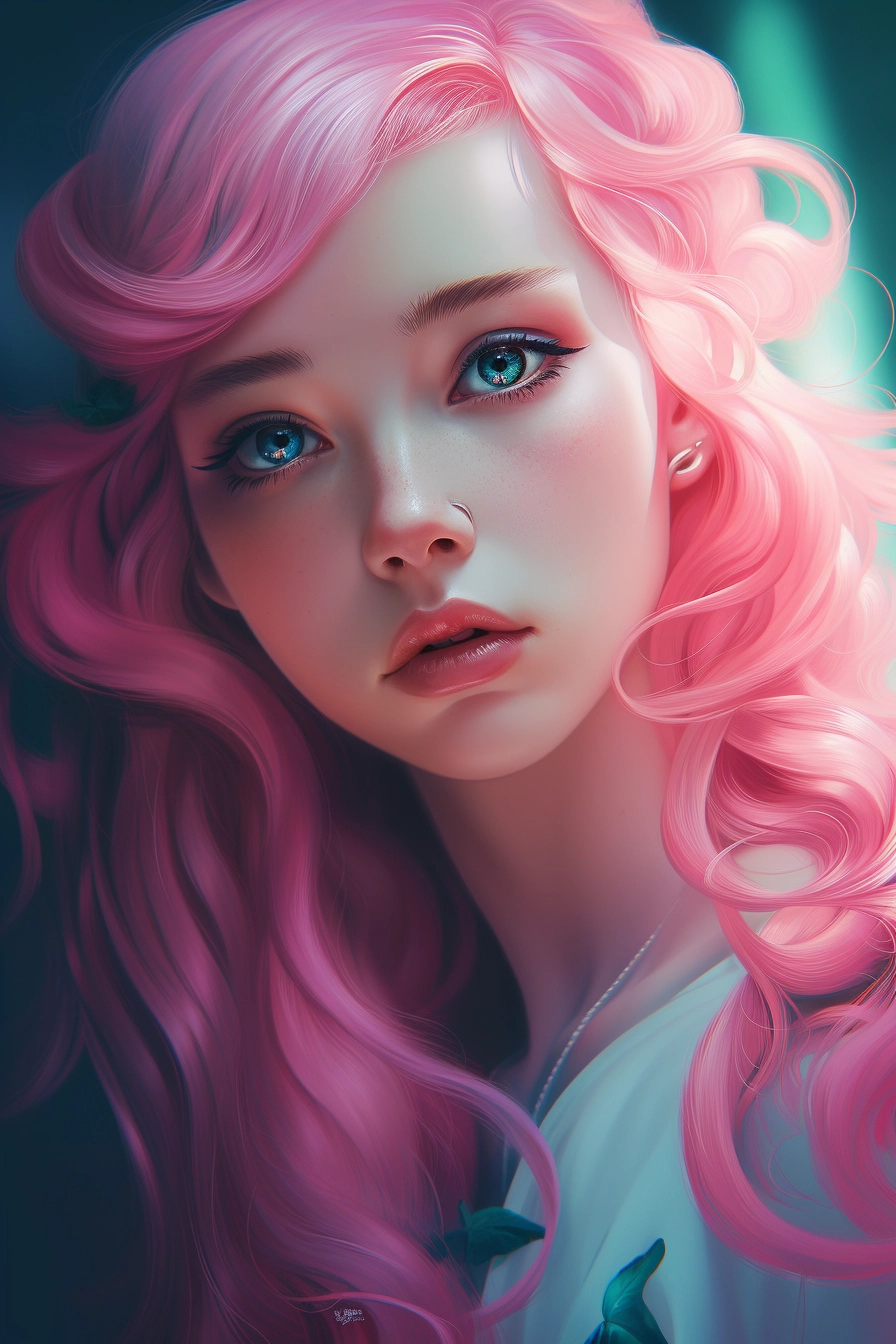 Glowing Pastel Pink Shamrock Hair by Kuvshinov Ilya