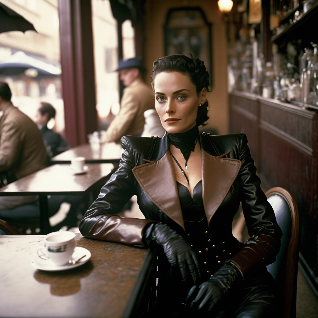 Femme Fatale Detective in Vintage Cafe