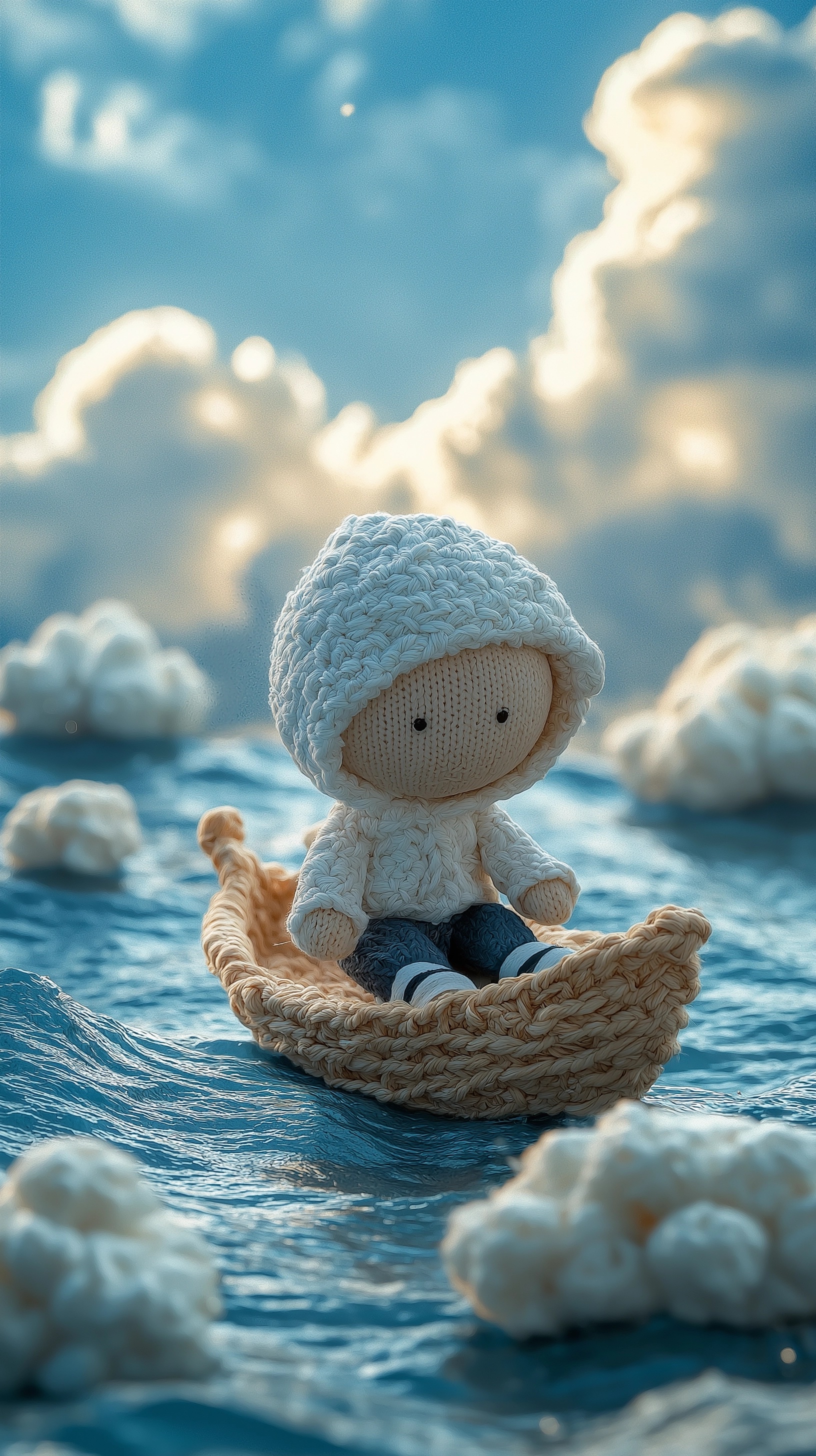 Whimsical Woven Boy Doll at Sea Adventure