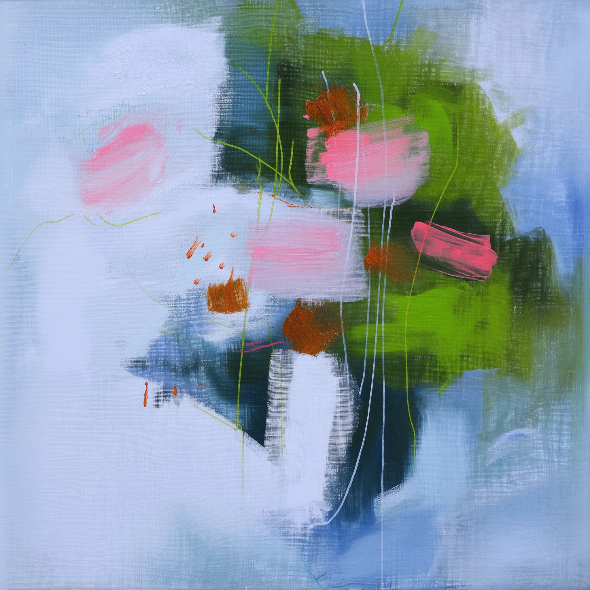 Emotional Abstract Canvas: Pink & Sage Green Art