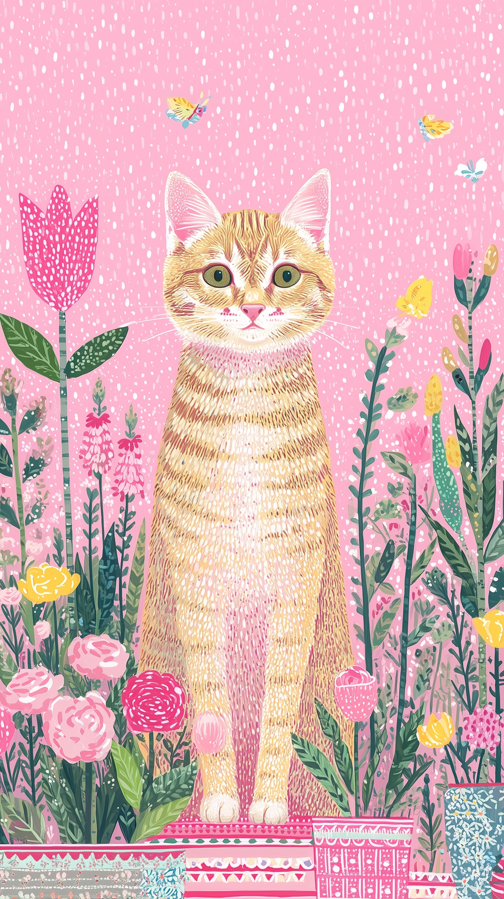 Whimsical Folk Art: Happy Brown Tabby Delight