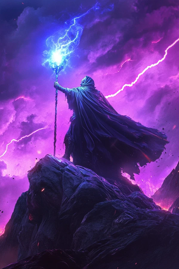 Epic Sorcerer: Unleash the Neon Magic