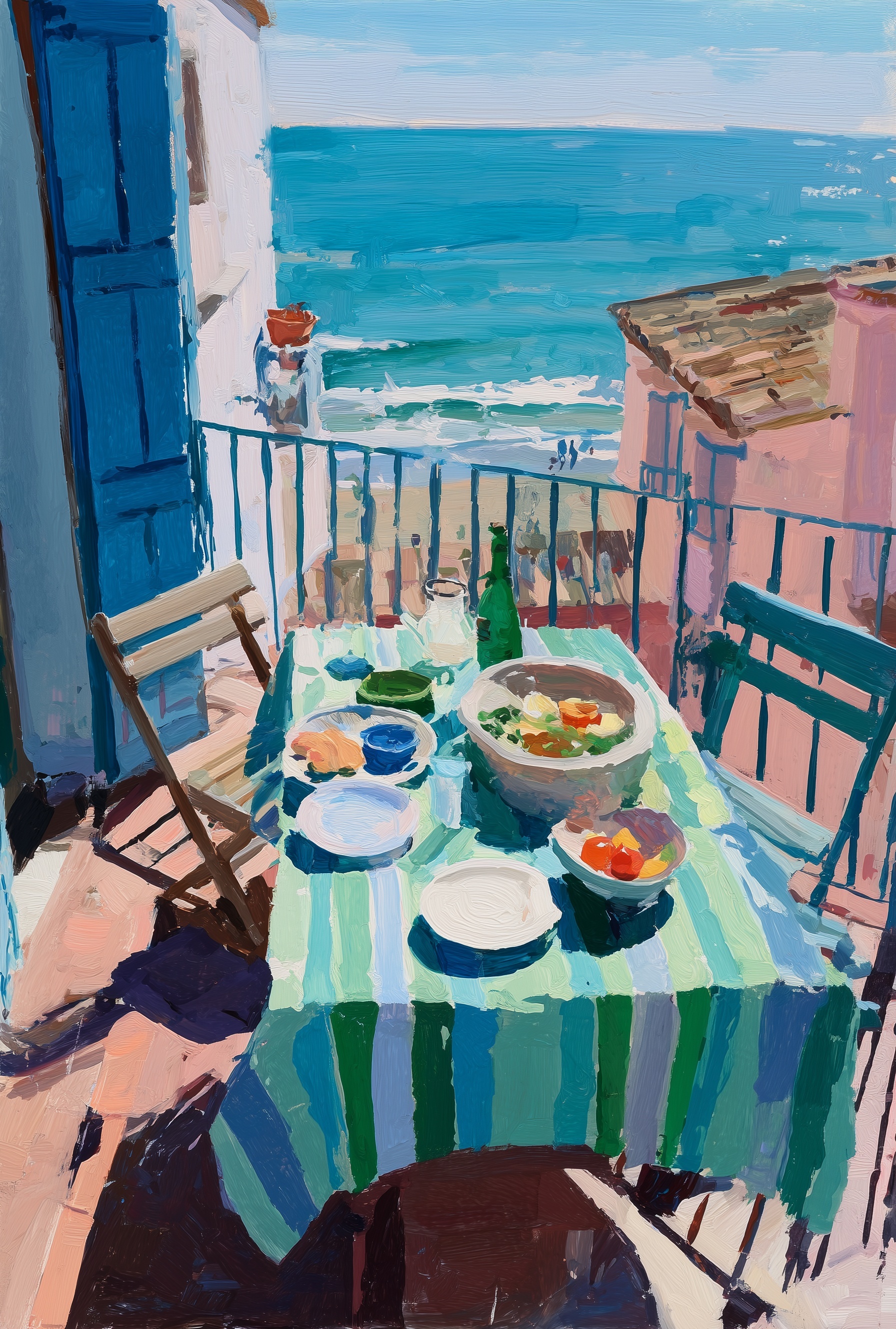 Pastel Matisse-Inspired Seaside Dining Art
