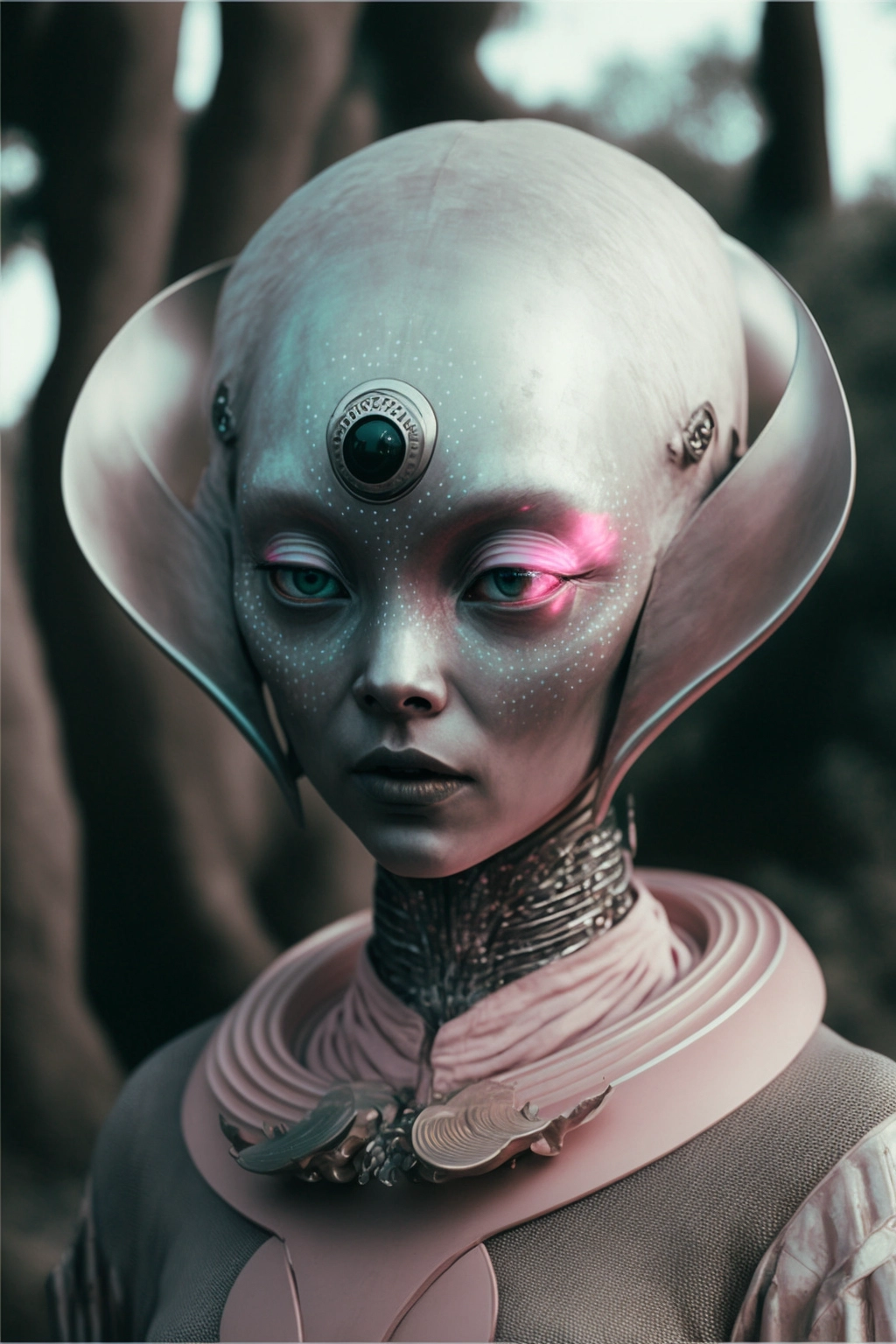 Futuristic Alien Portrait in Holographic Colors - Kinfolk Style