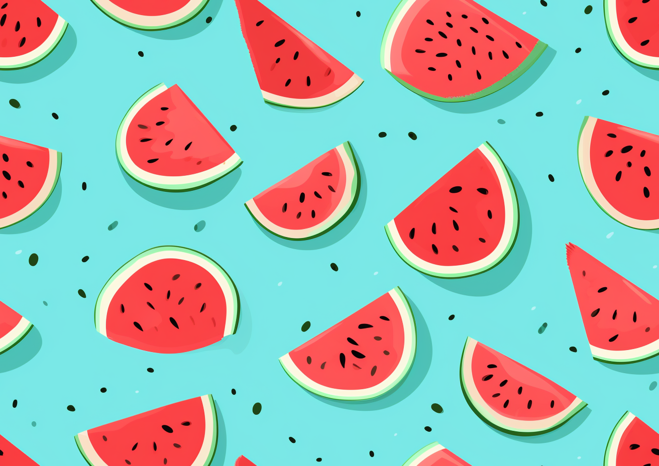 Whimsical Kids' Cartoon Watermelon Art on Cyan Background