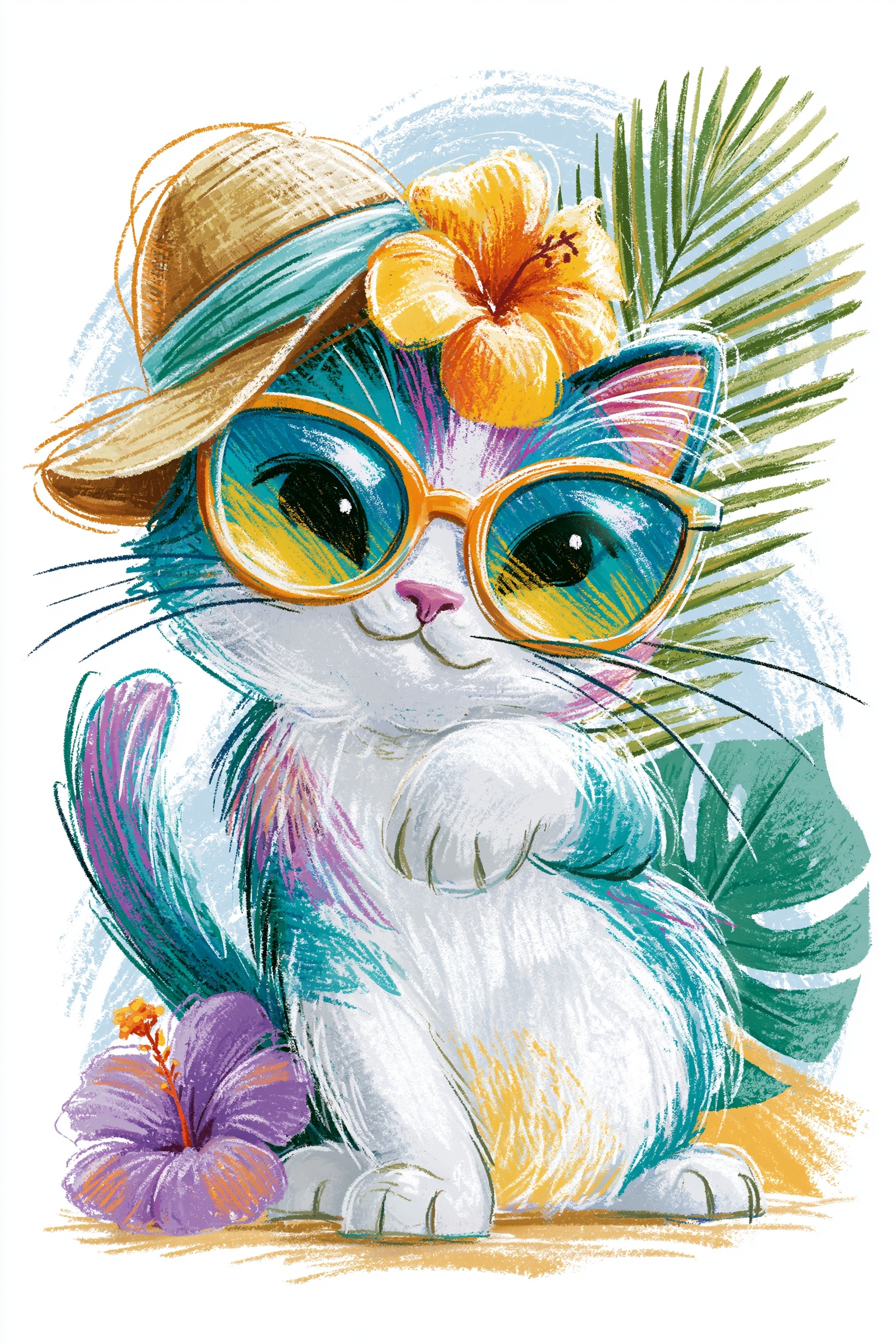 Whimsical Summer Kitten Art for Your Home