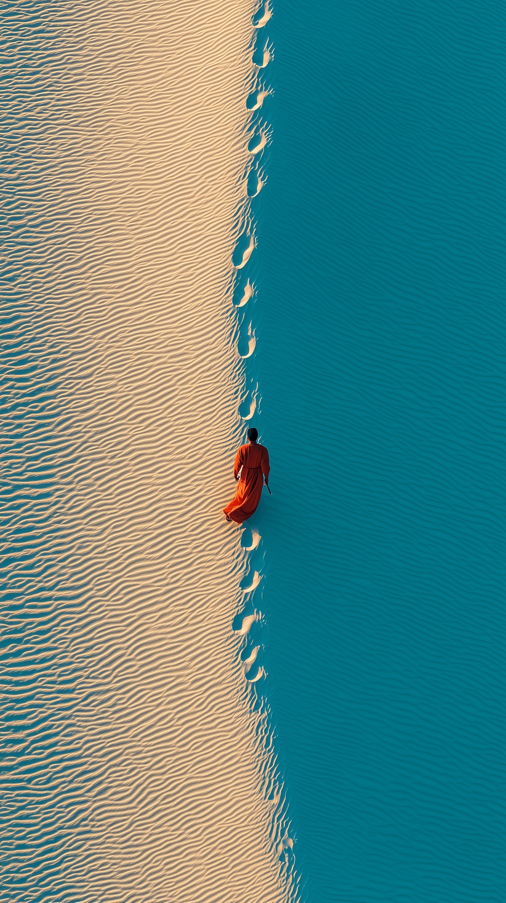 Desert Solitude: A Lone Figure on a Sand Dune