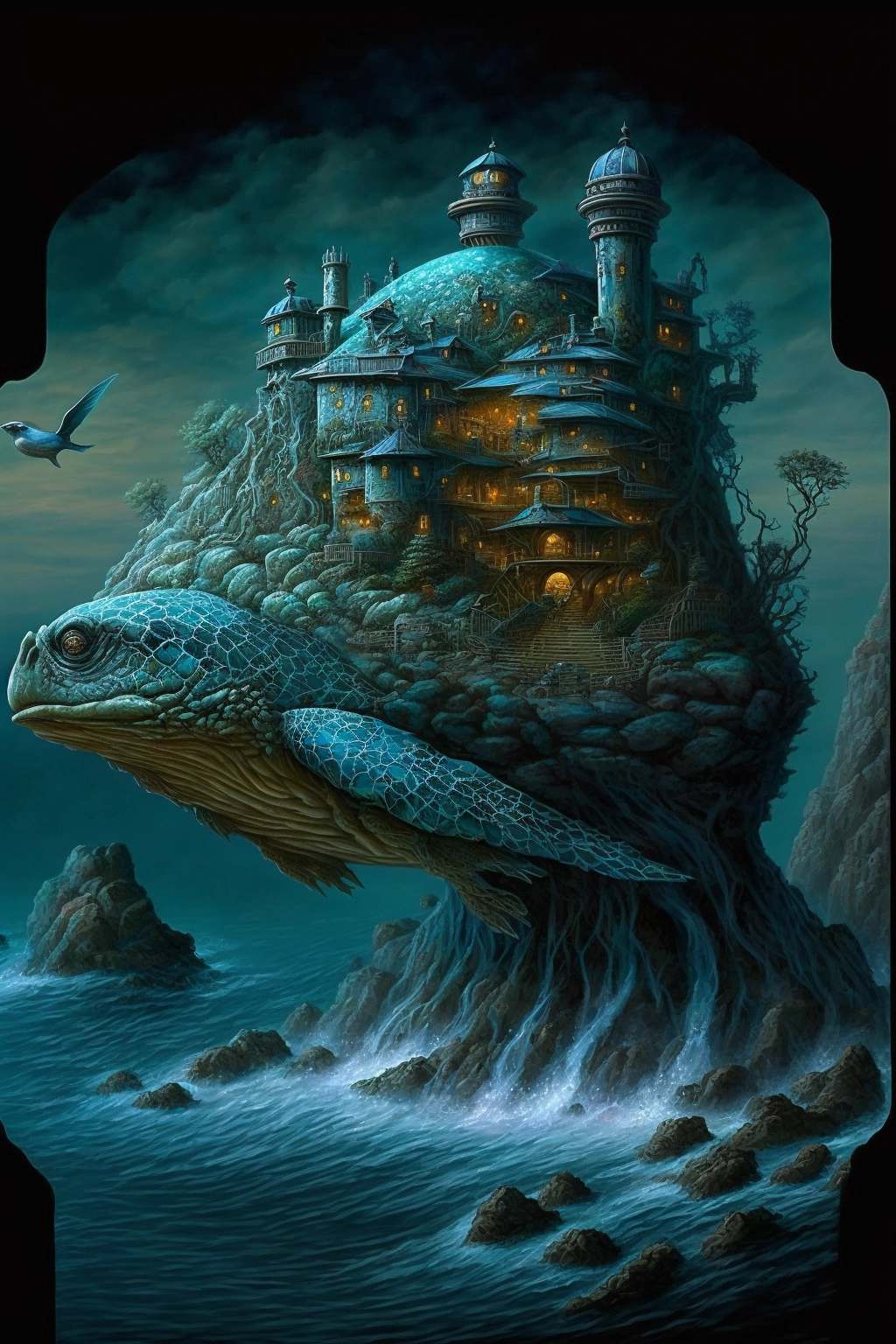 Oceanpunk Turtle Island Diorama by Kinkade & Barlowe