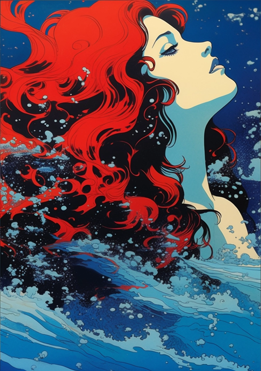 Enchanting Ocean Print in Alex Toth Style - Graphic Design Poster Art by Jerry Schatzberg & Clamp