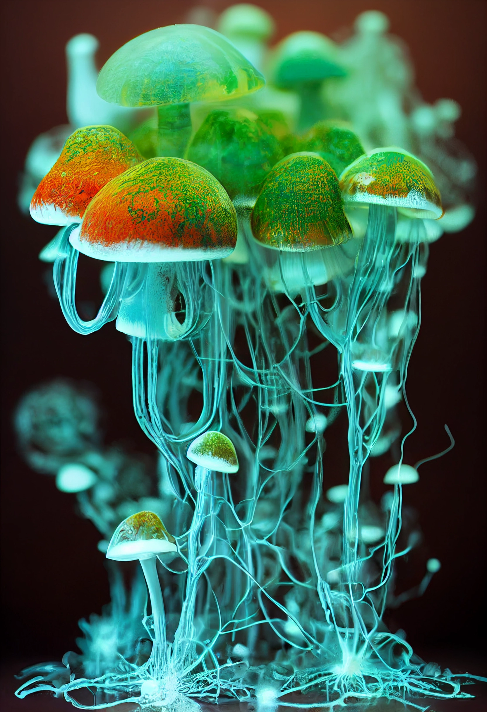 Neon Mushroom Halloween Punk: Organic Liquid Explosion