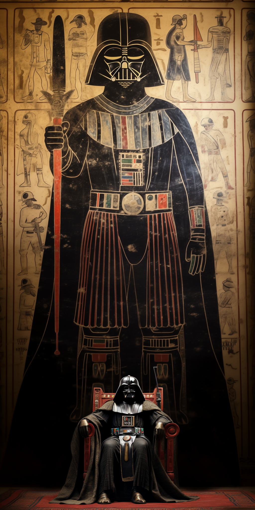 Darth Vader: Ancient Egyptian Wall Painting-Inspired Mural Art