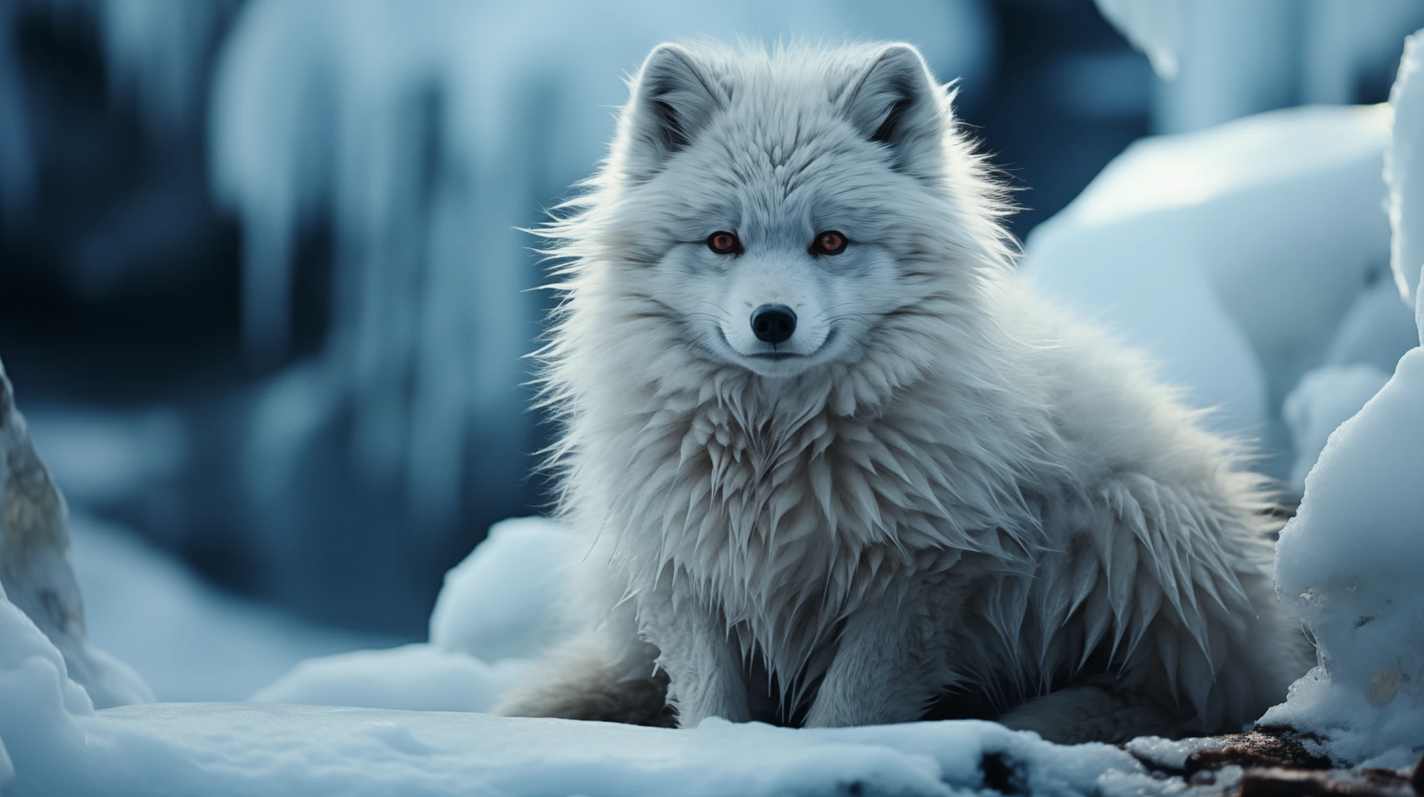 Captivating Arctic Fox Photo: HyperRealistic HD Capture with Silver Eyes