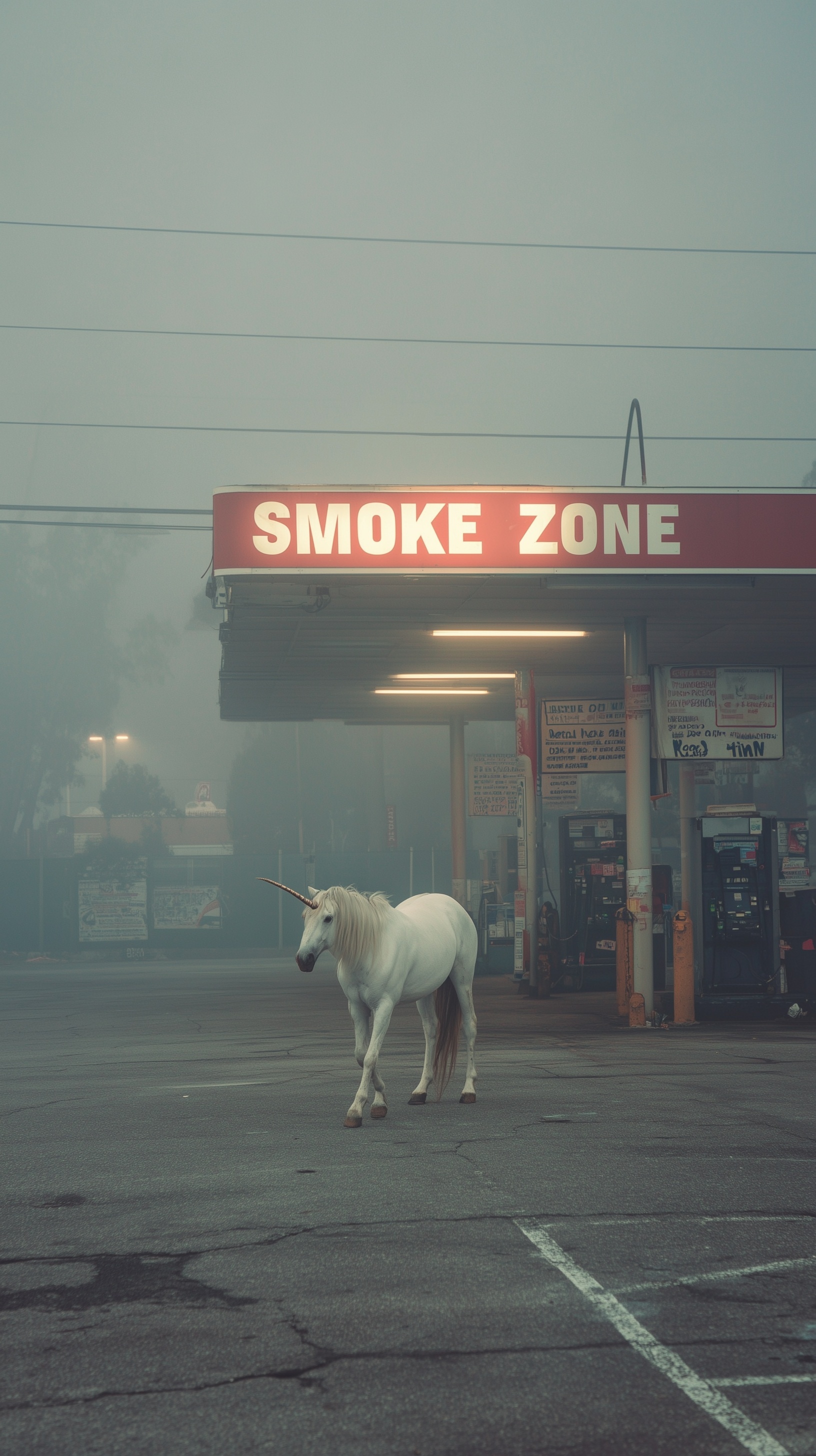 Foggy Dusk: Unicorn at the Smoke Zone Station