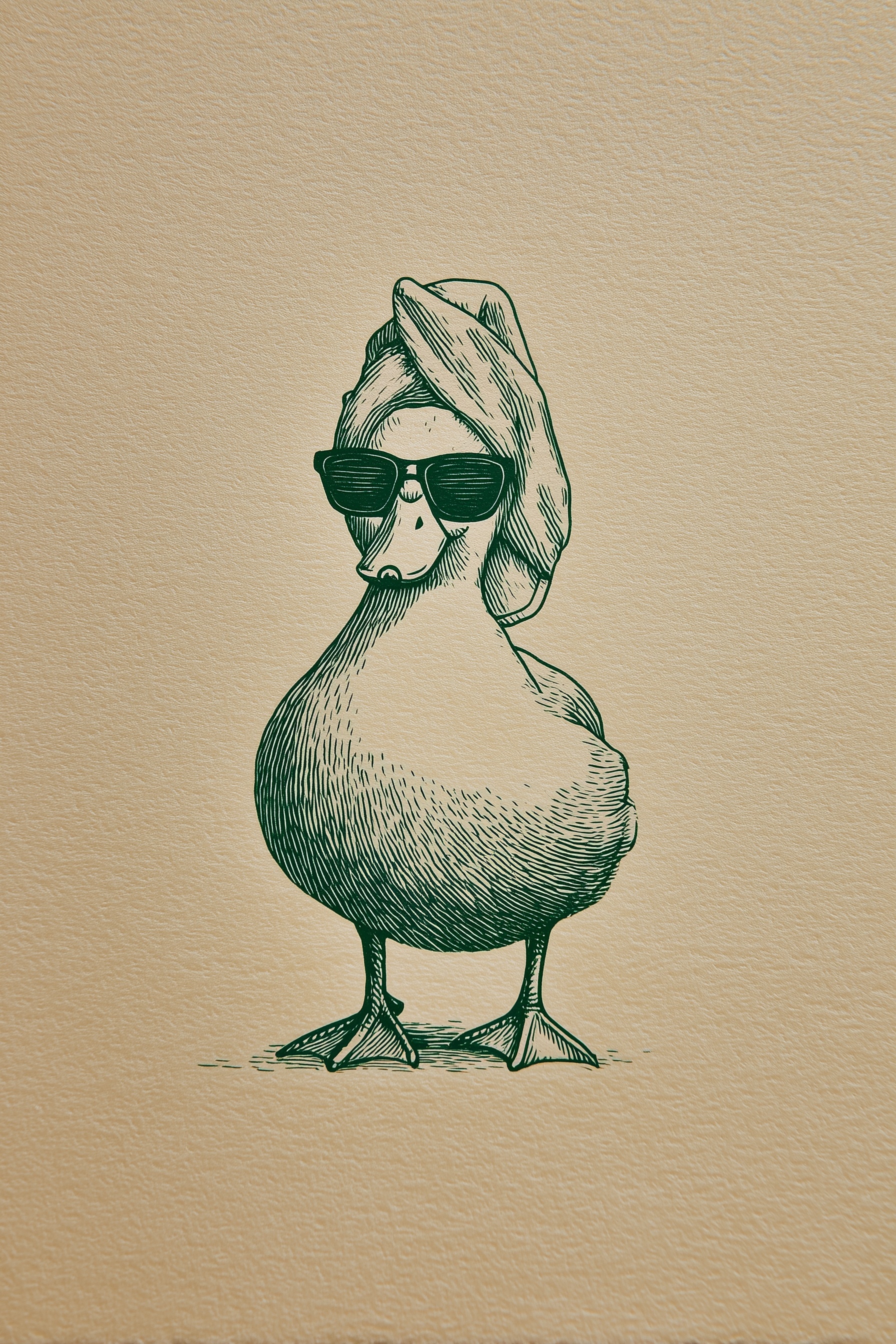Chubby Duck in Shades: Minimalist Art Design