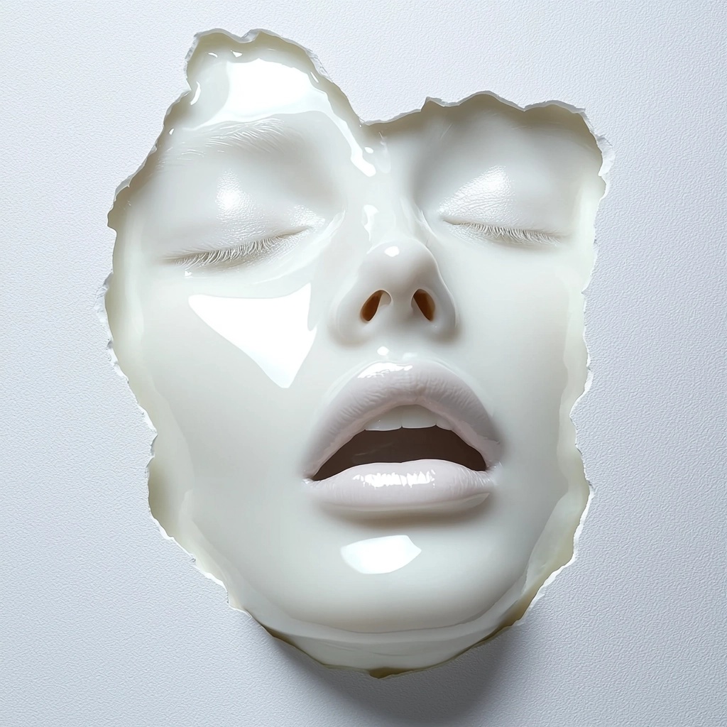 Minimalist Glass Art: Beautiful Woman's Face Design