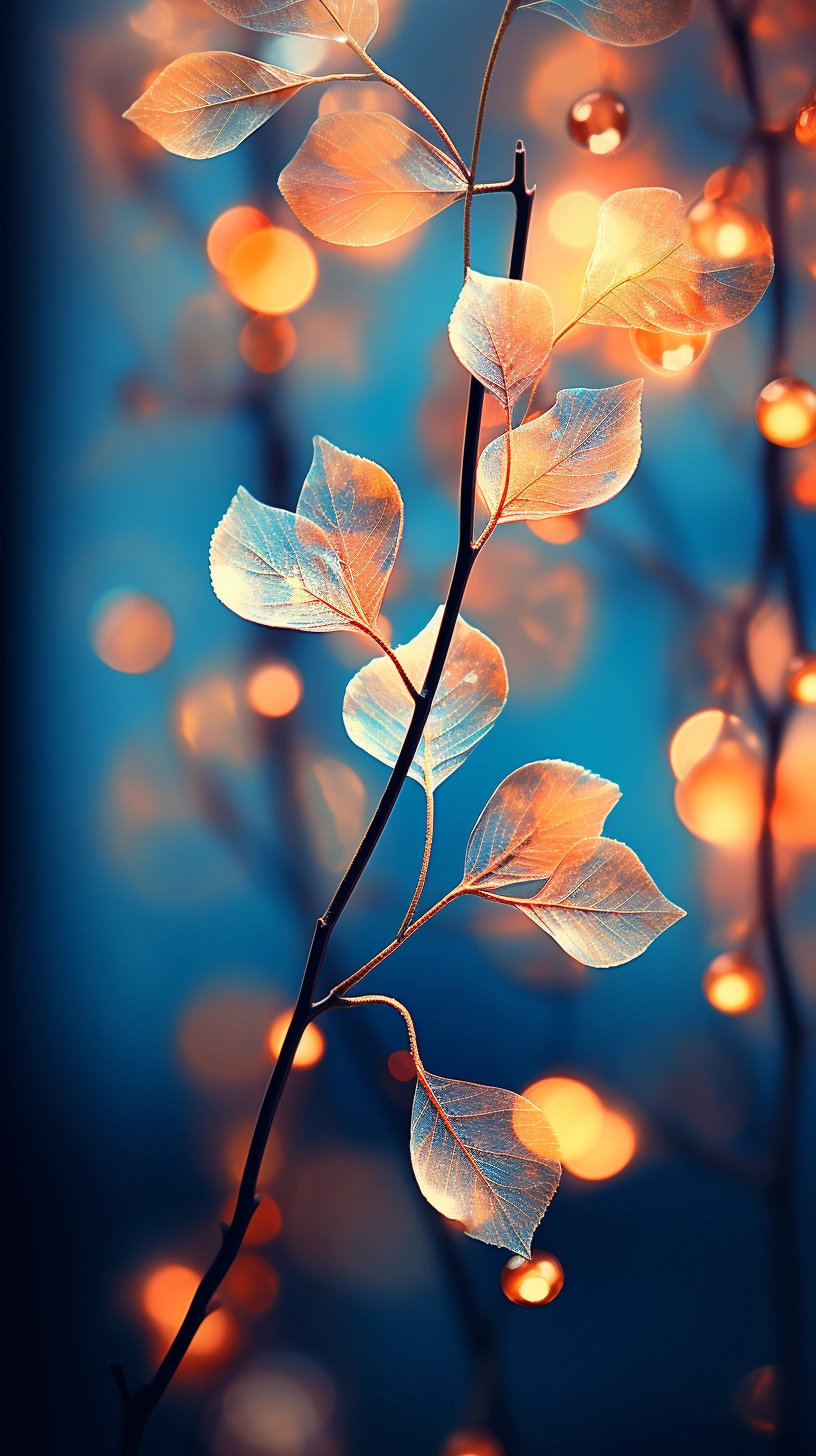 Vibrant & Translucent: Colorful Leaves in Light Blue & Bronze