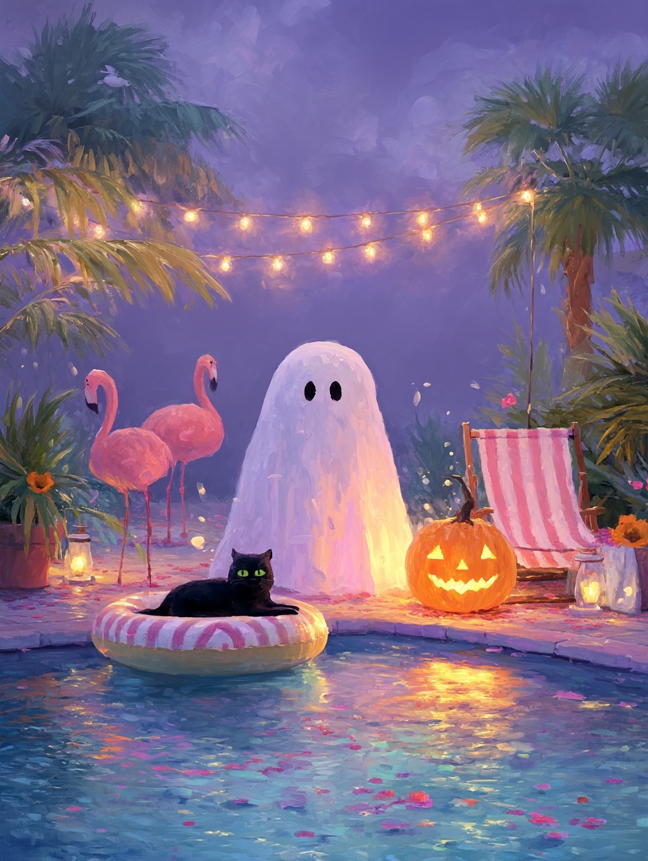 Dreamy Summerween Vibes: Ghosts & Flamingos