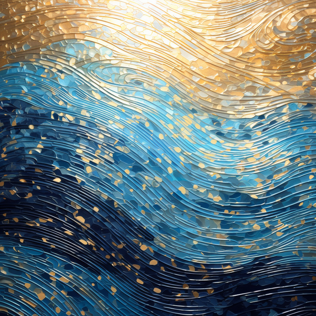 Luminous Pointillism: Liquid Metal Art with Sparkling Water Reflections