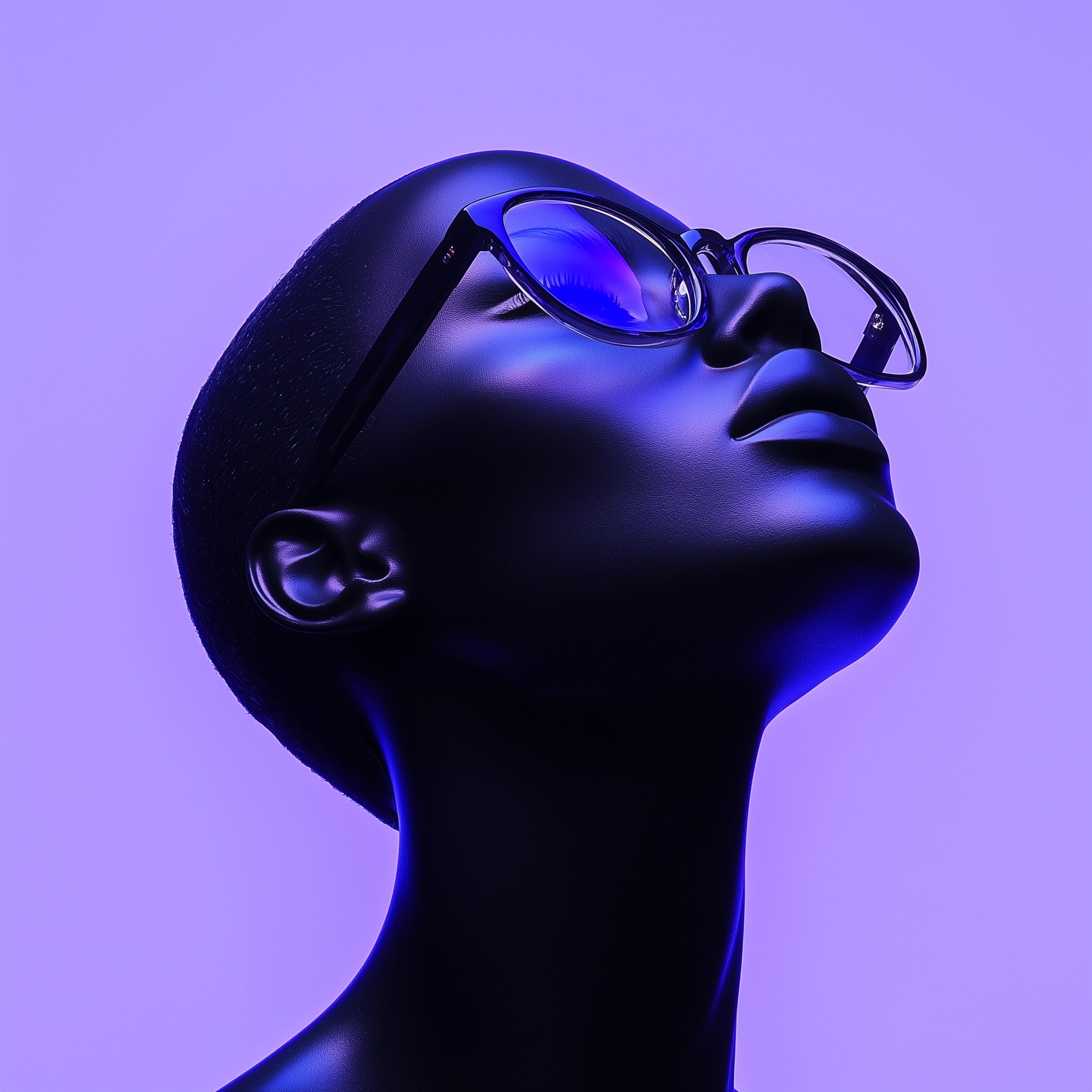 Stylish Black Mannequin Head with Reflective Glasses