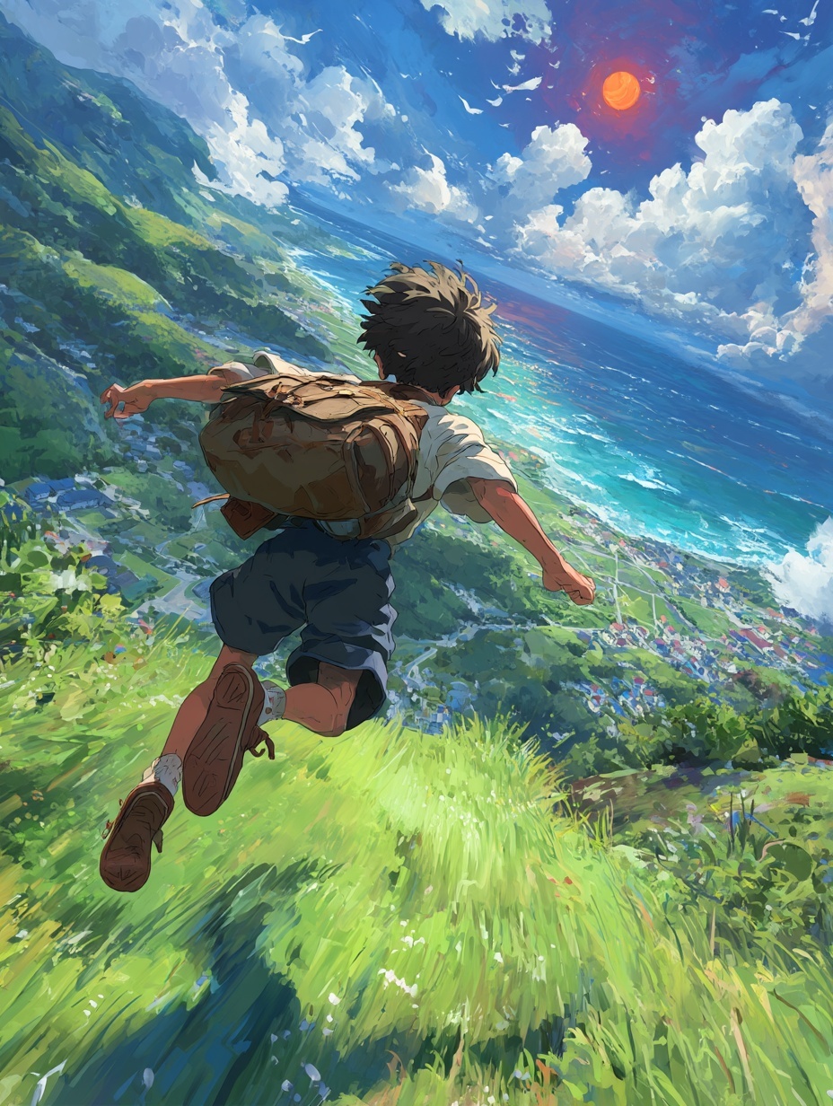 Epic Anime Adventure: Glide Through a Vibrant Valley