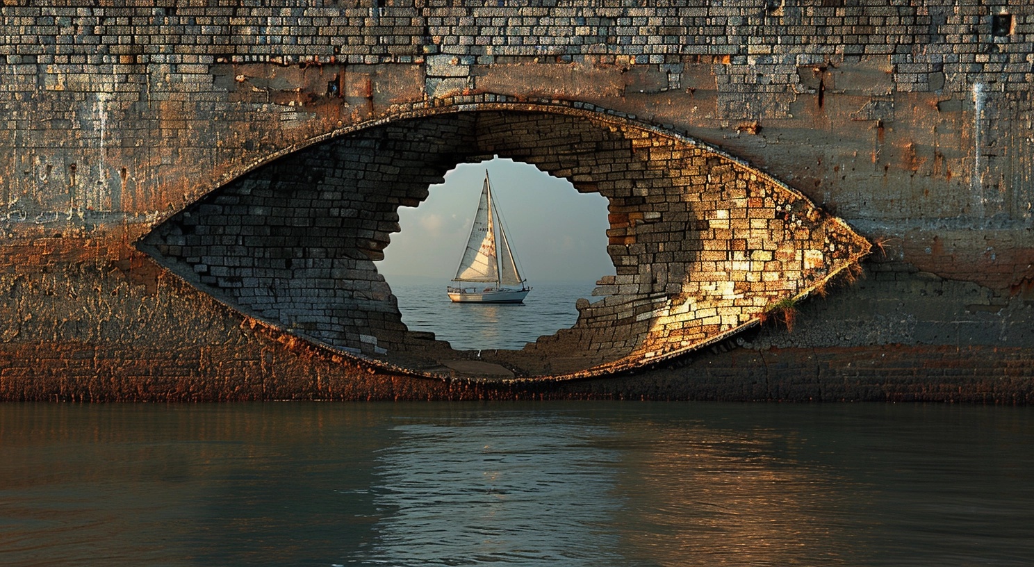 Unique Hublot Design: Brick Wall Hole Transformed Into Sail Boat Window