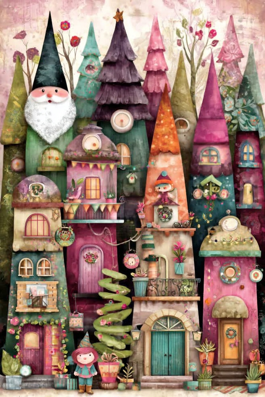 Enchanting Blue Christmas Trees & Santa Gifts