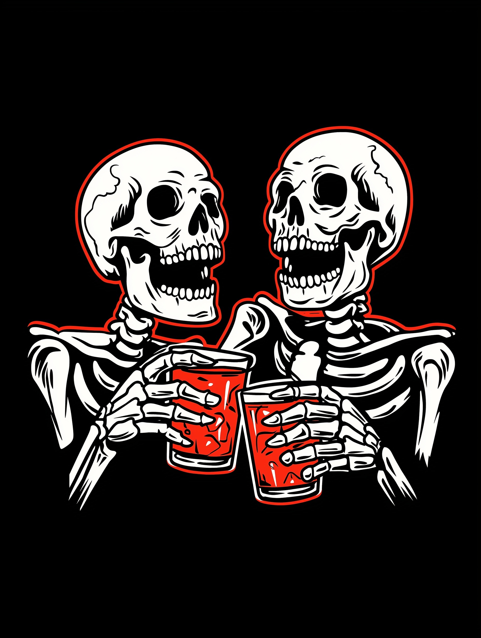 Skeletons Cheers: Fun Rum T-Shirt Design