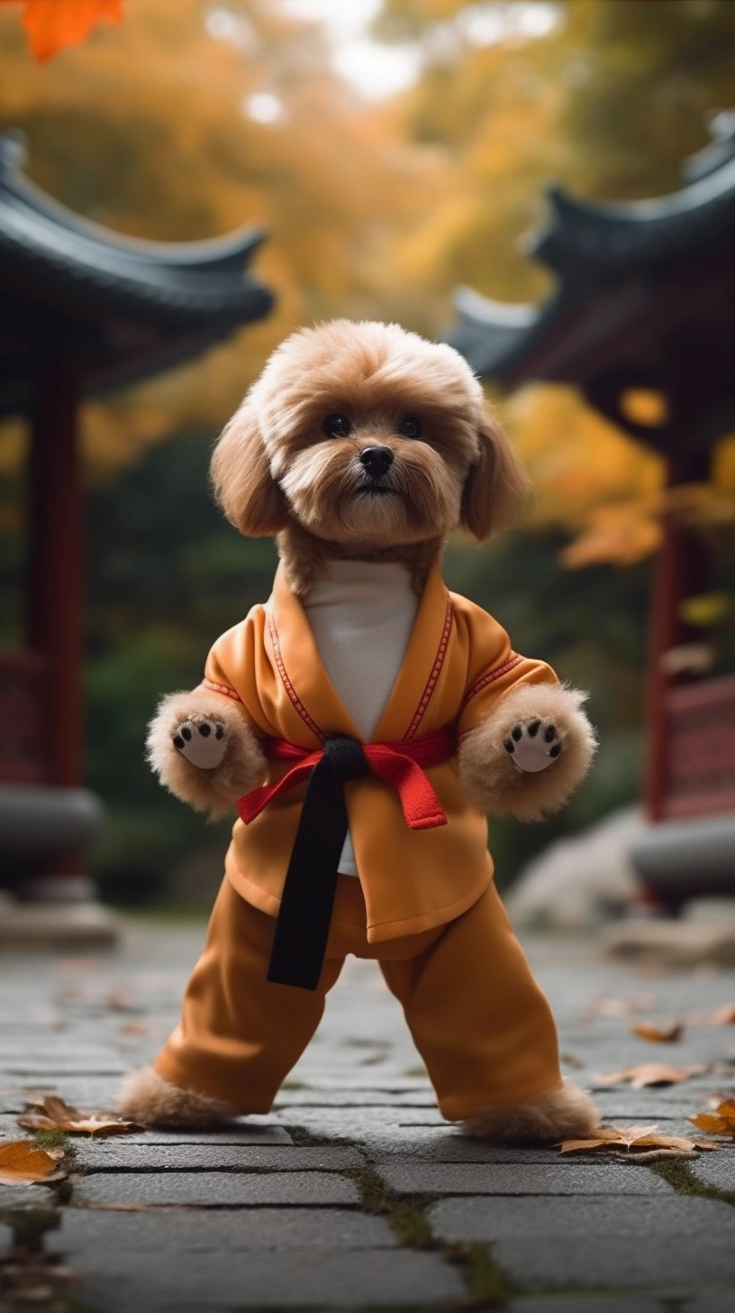 Kung Fu Teddy Dog: Mastering Martial Arts in a Traditional Chinese Garden