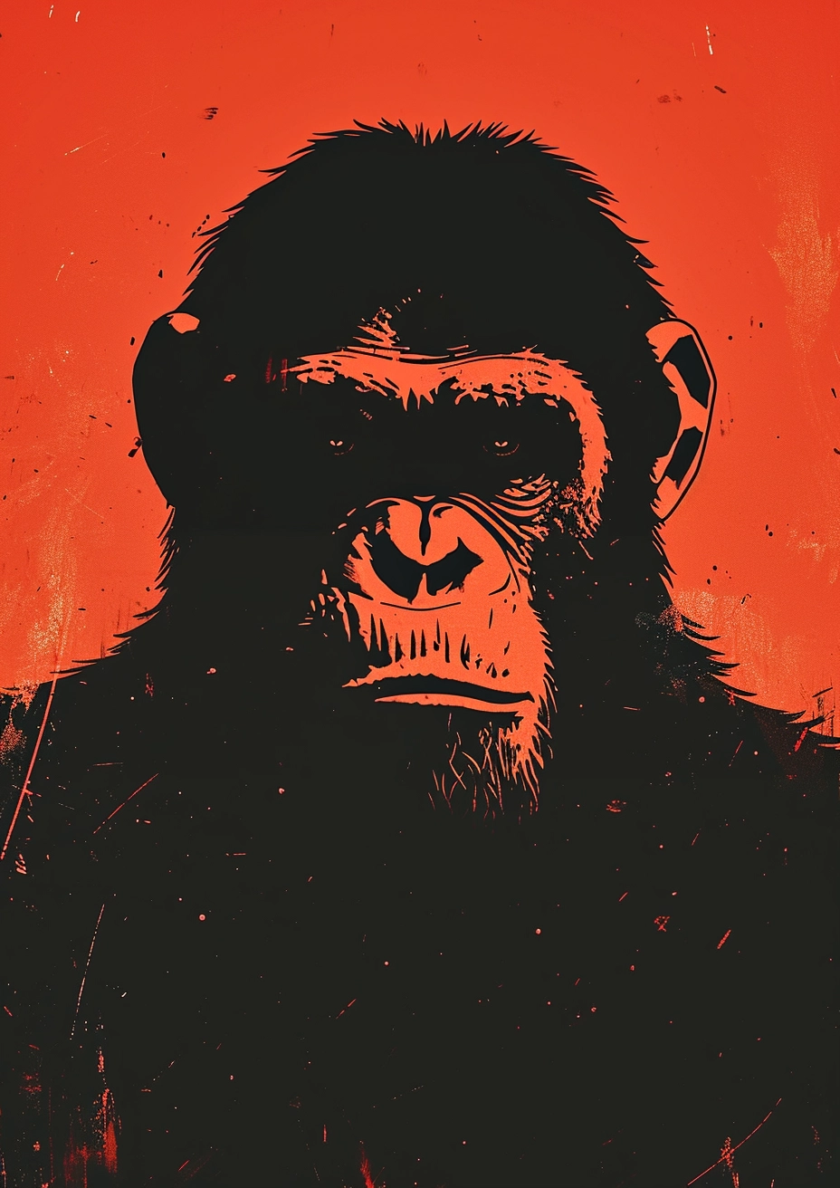 Planet of the Apes: Minimalist Movie Poster with Scary Villain Mask