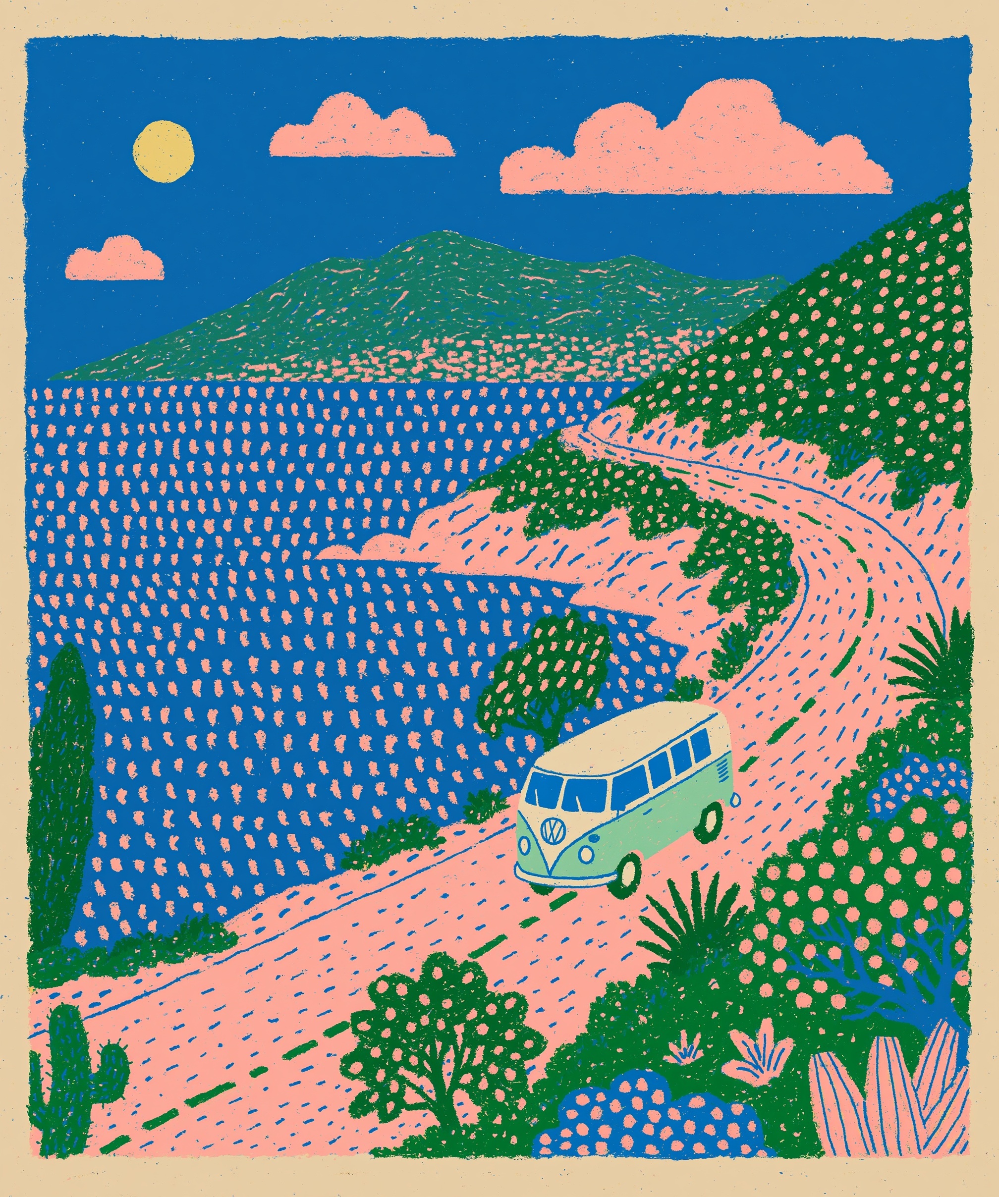 Retro Volkswagen Bus: Mountain Escape Adventure