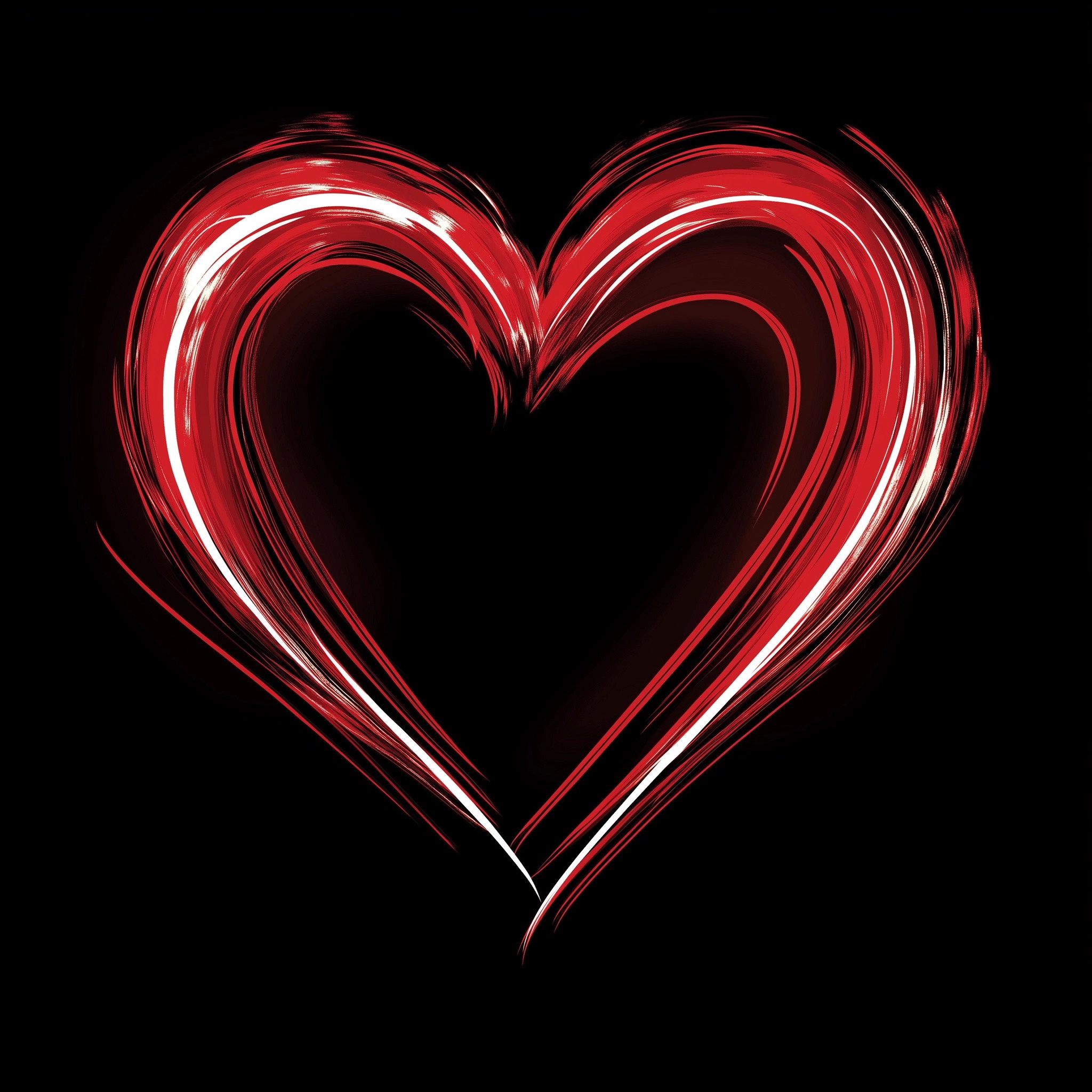 Stylish 2D Heart Art: White Outline Design