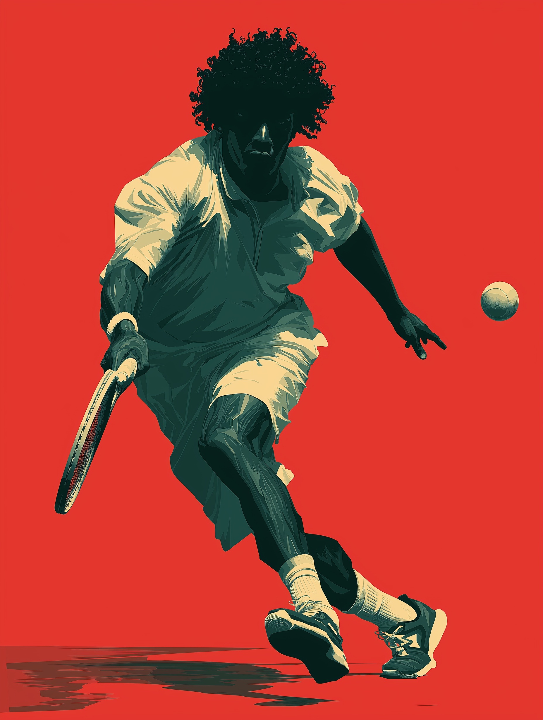 Playful Pickleball Art: Curly-Haired Caribbean Man