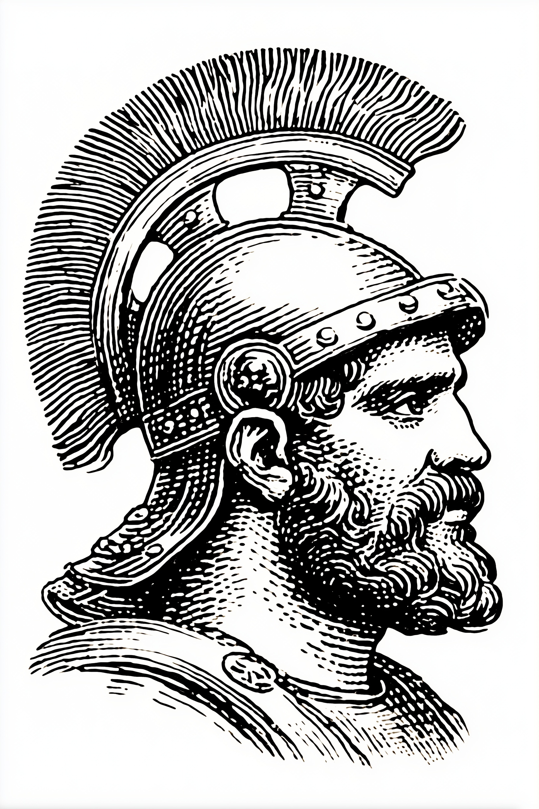 Handmade Roman Soldier Linocut Print - Strong Contrast
